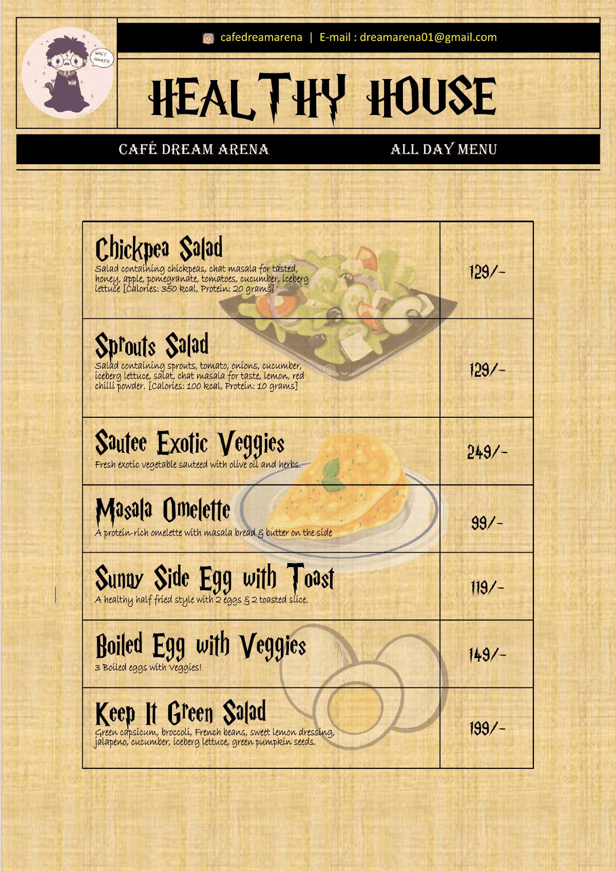Cafe Dream Arena - Gwalior menu