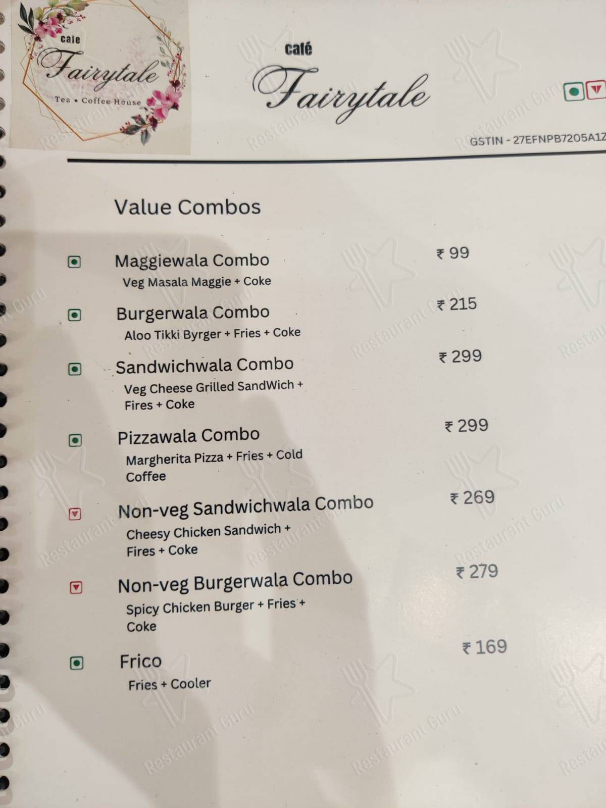 Cafe Fairytale menu - dishes and beverages