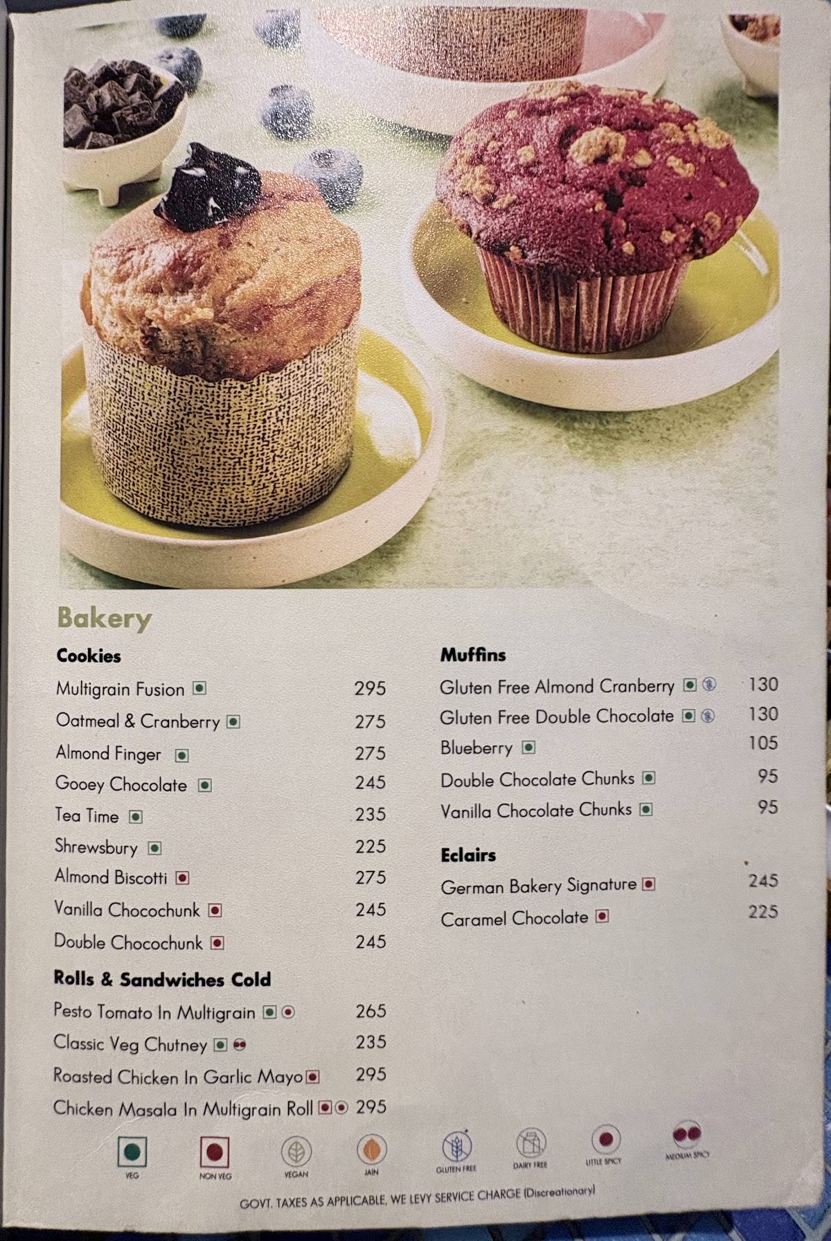 German Bakery menu