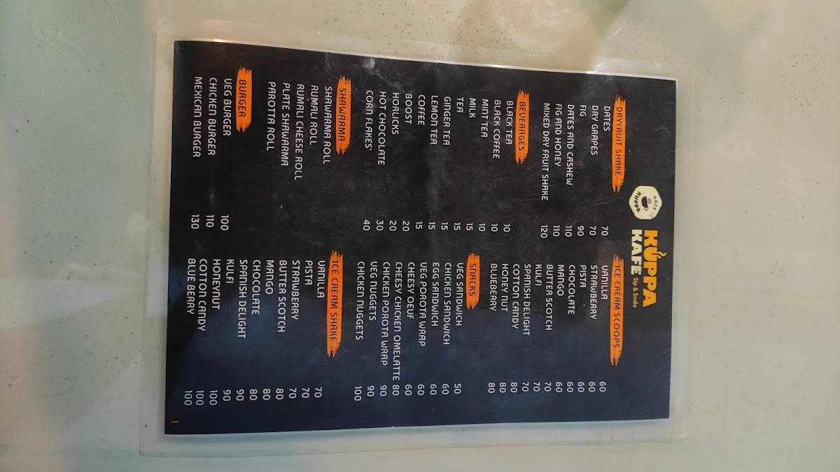 Kafe Kuppa (Bean Brew Previously) menu