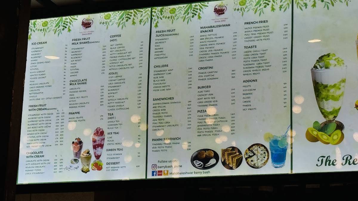 Mahabaleshwar Berry Bash menu