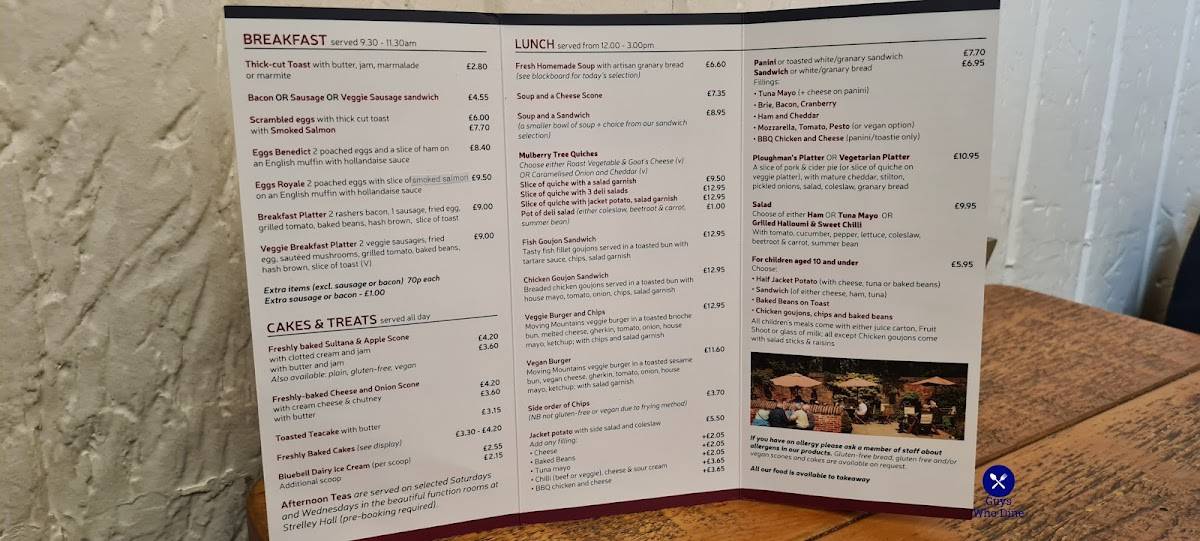 Menu At Mulberry Tree Cafe Nottingham Strelley Hall