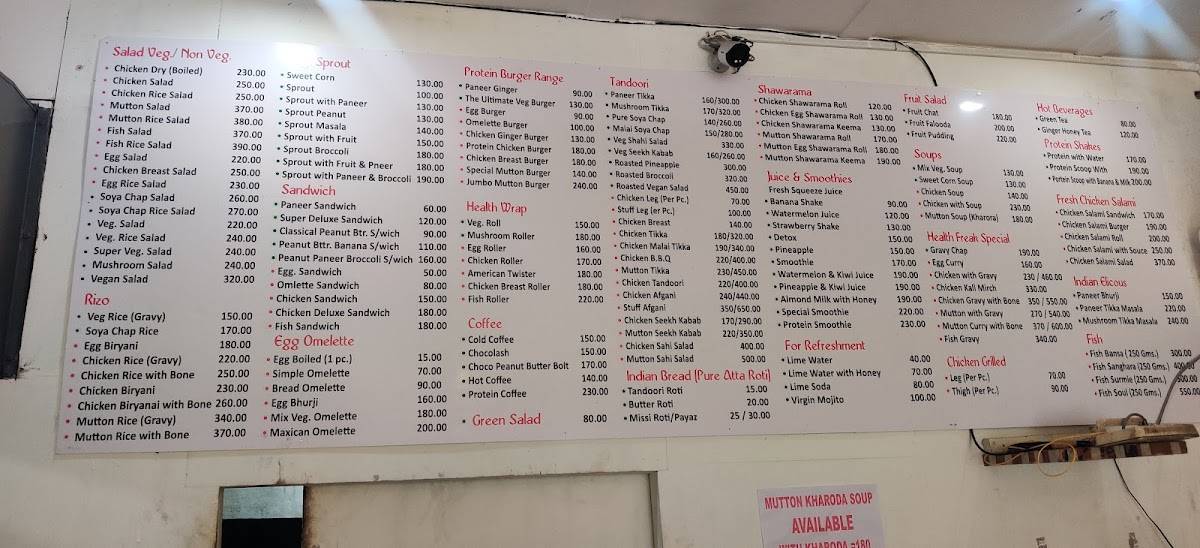 My Health Freak Cafe menu