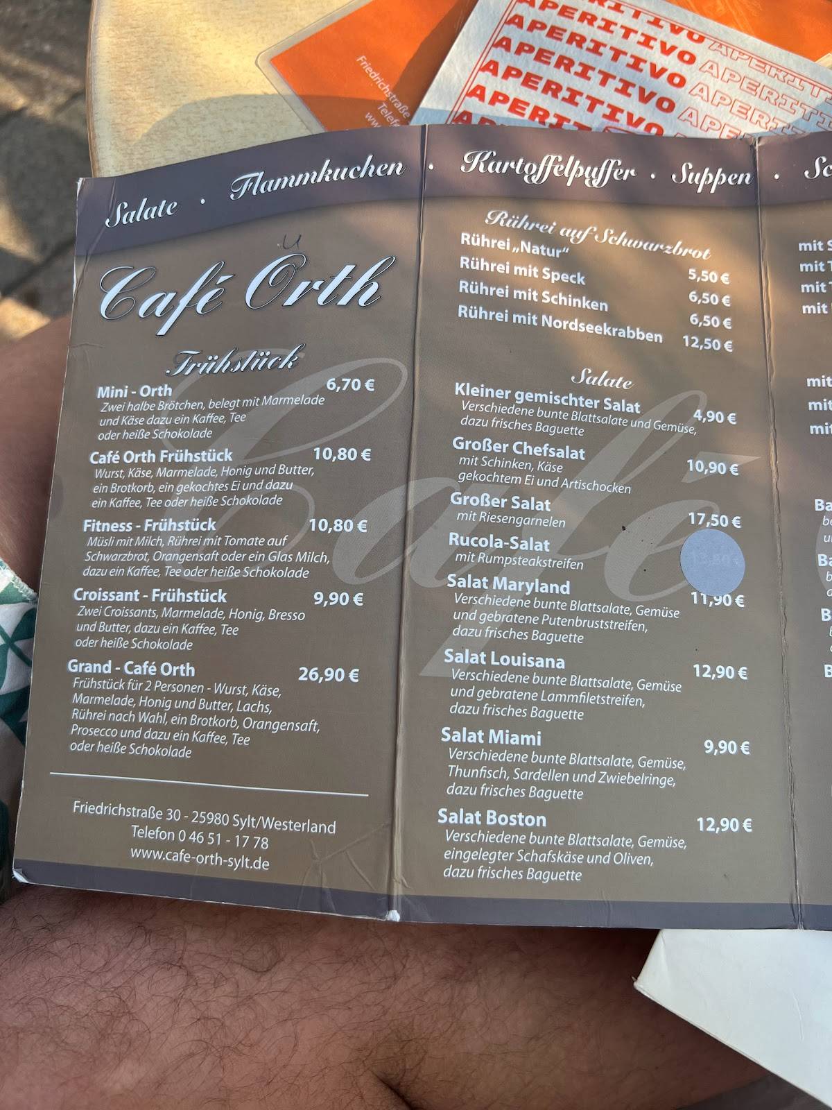 Menu de Café Orth