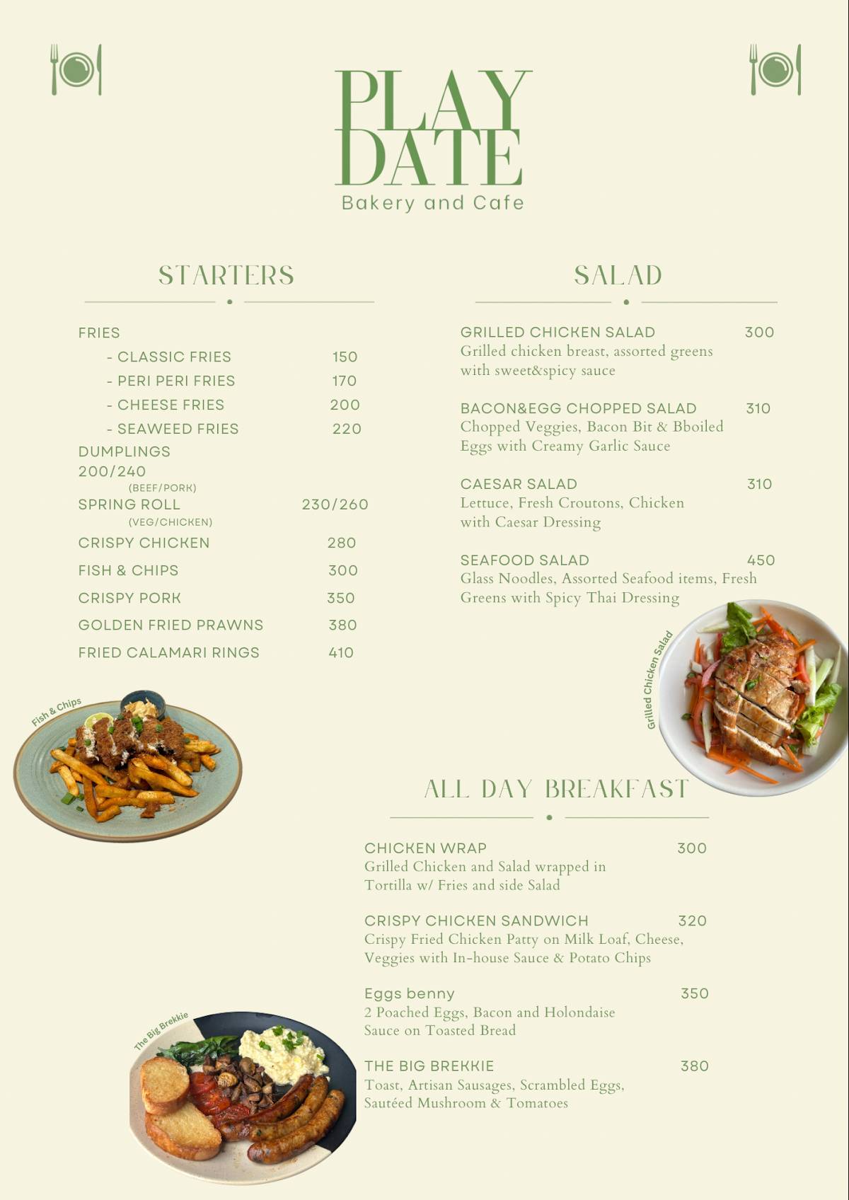 Playdate-Playarea&Cafe menu