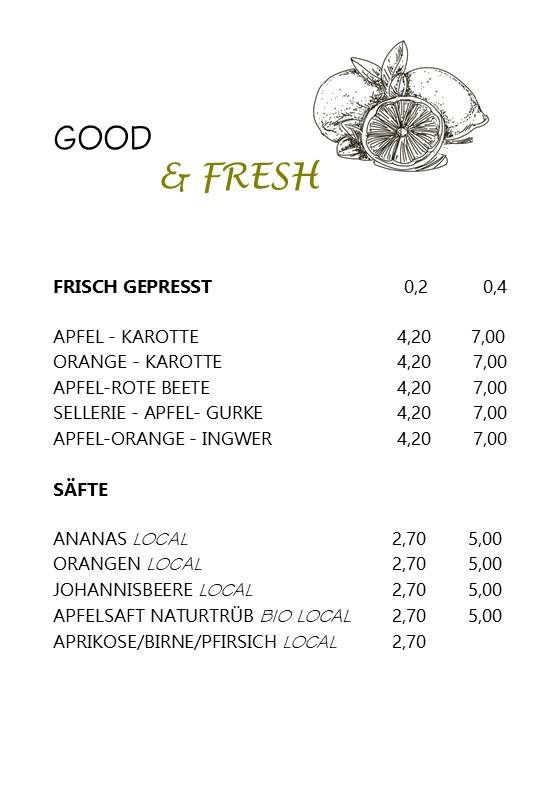 Menu de Cafe Prantl
