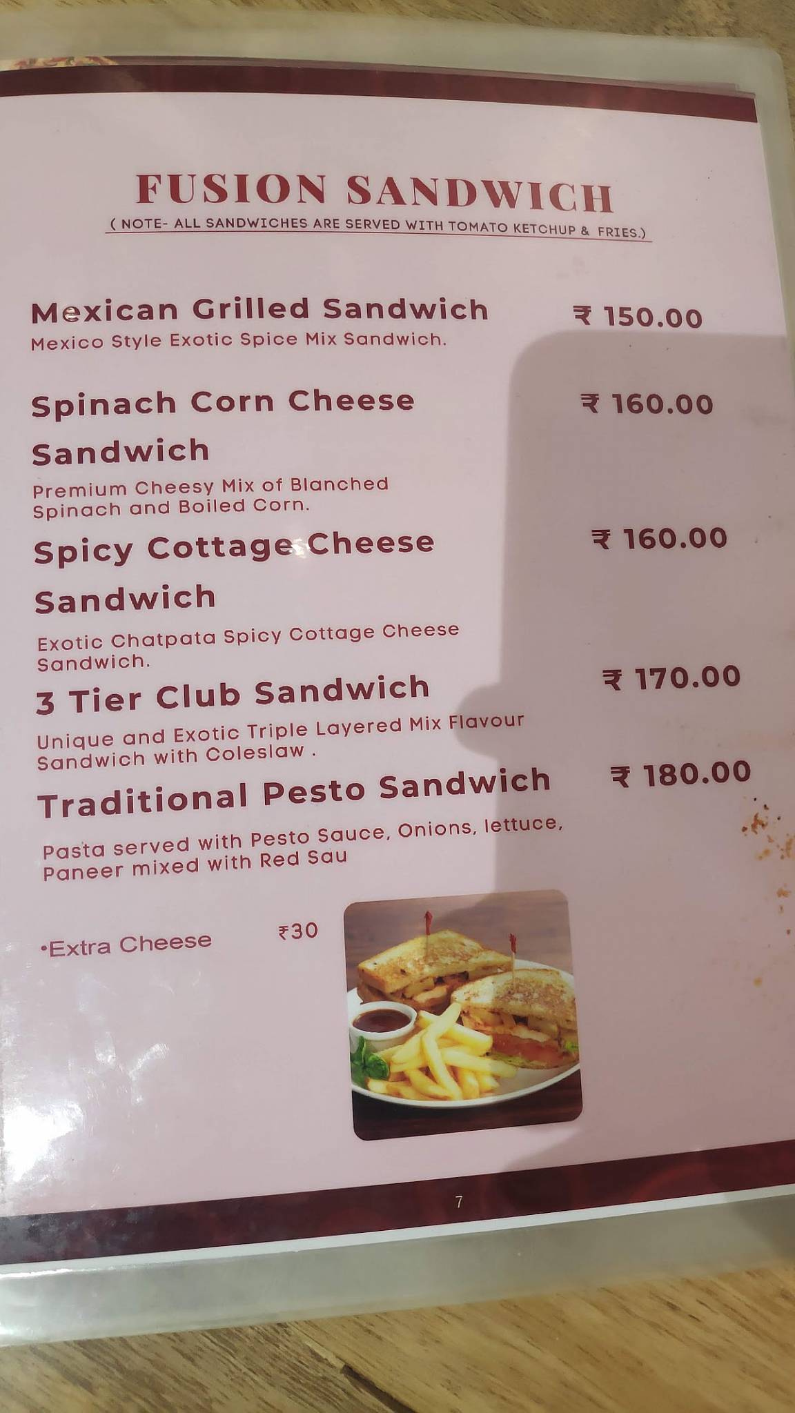 Cafe Prime Time menu