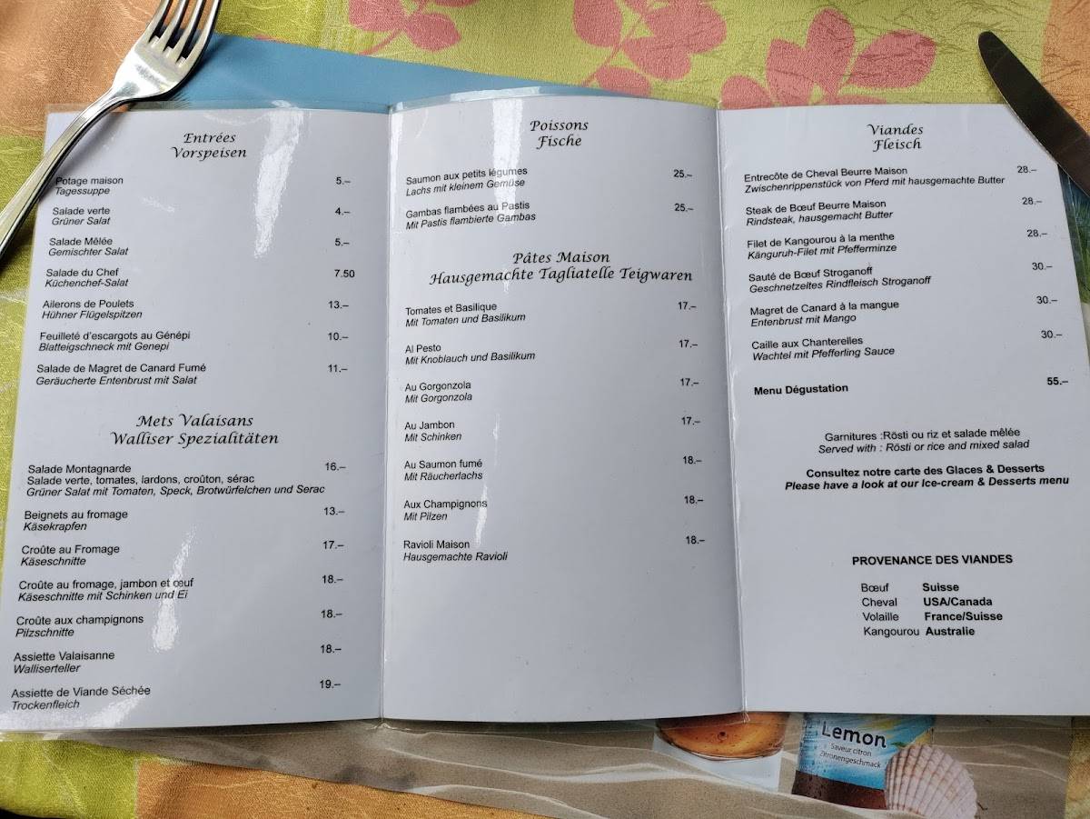 Menu di Café - Restaurant de La Poste 