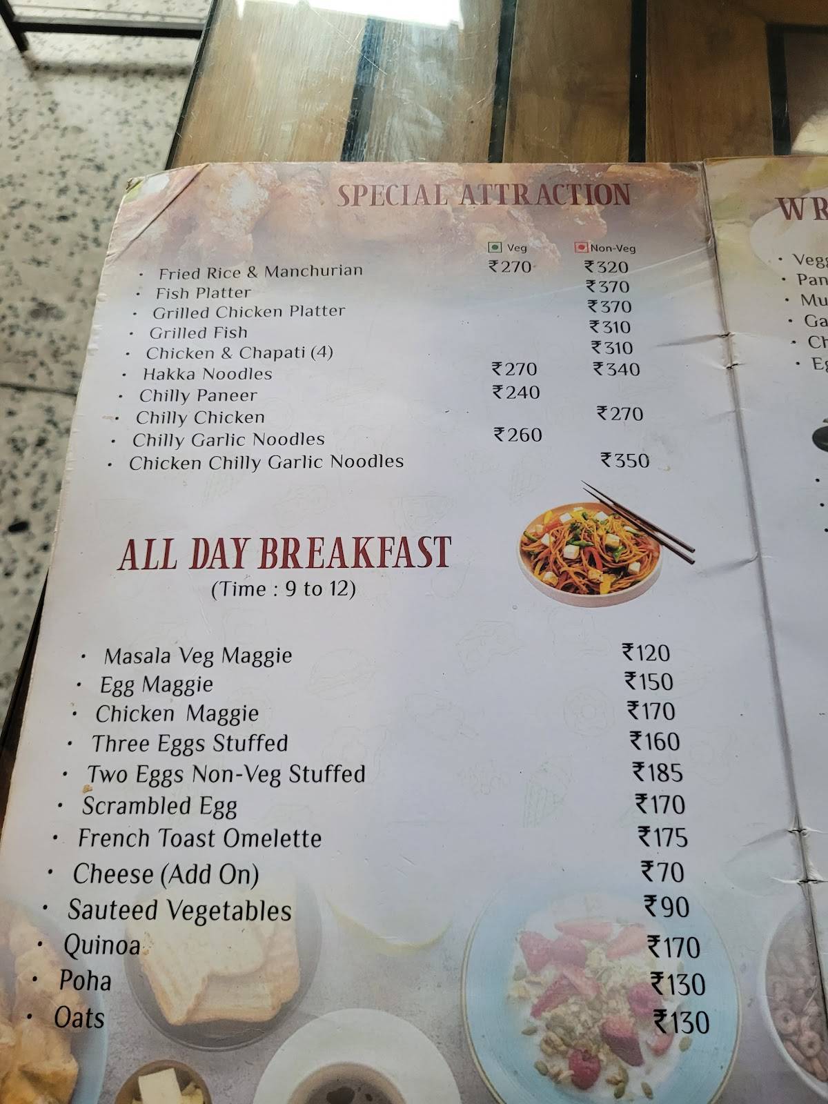 Sparsa Cafe and Co Works menu