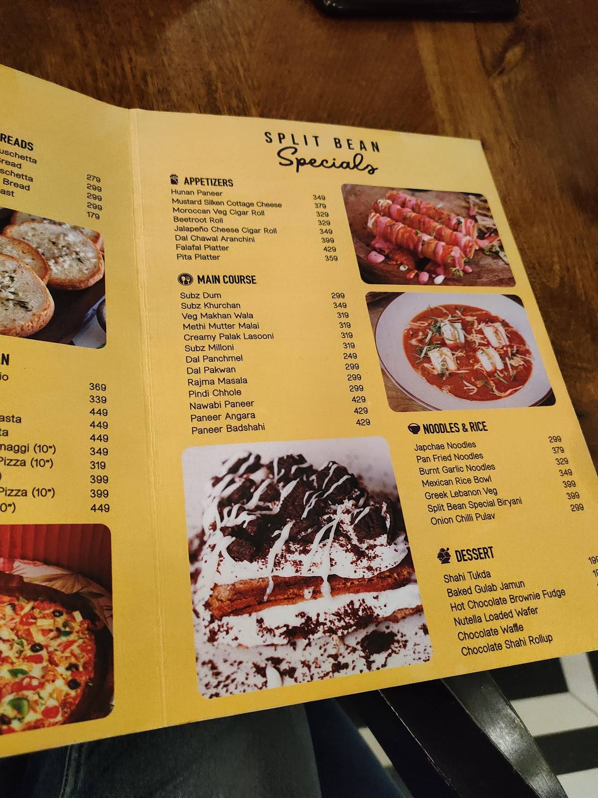 Cafe Split Bean - Pure Veg. Cafe & Restaurant Party Place menu