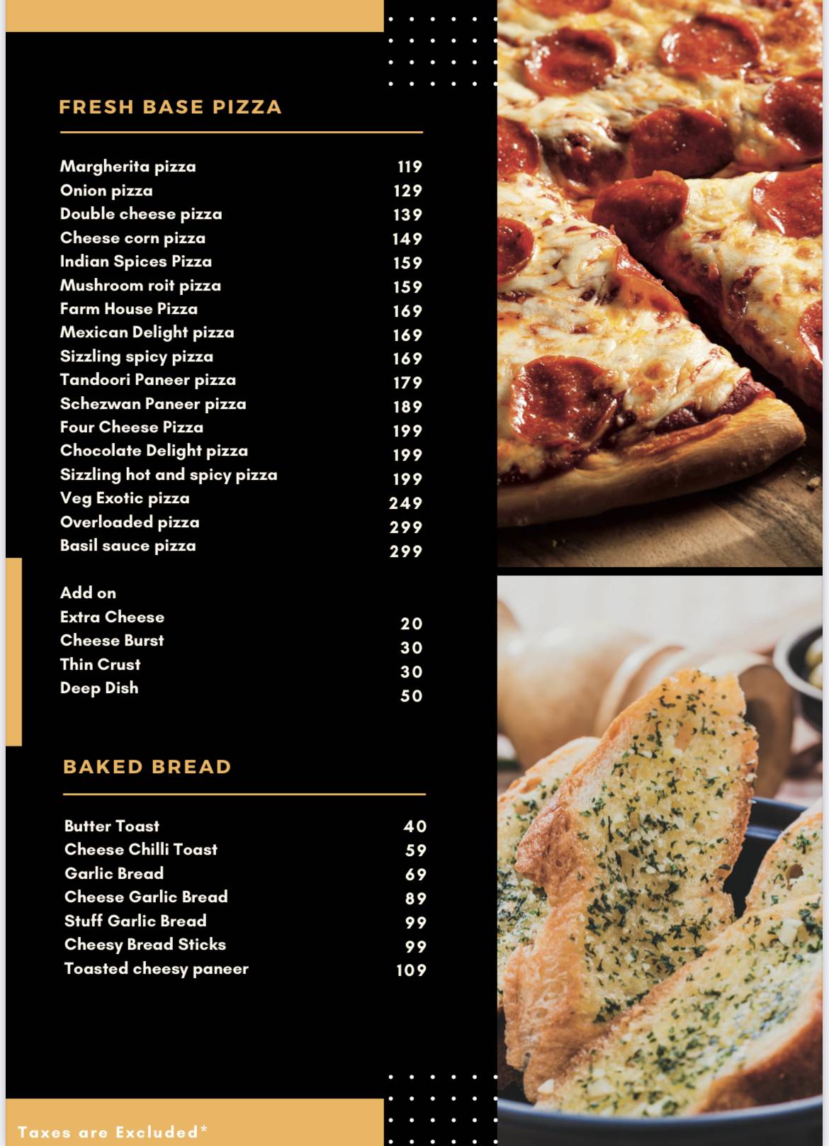 The Hideout Cafe menu