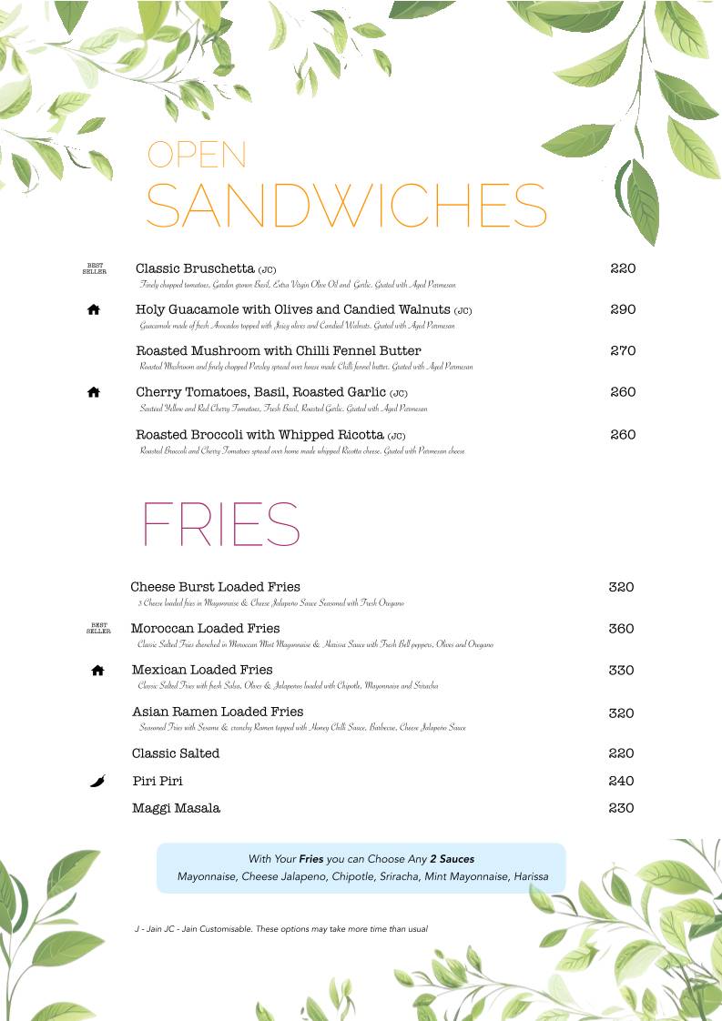 Cafe from the tree, Baner menu