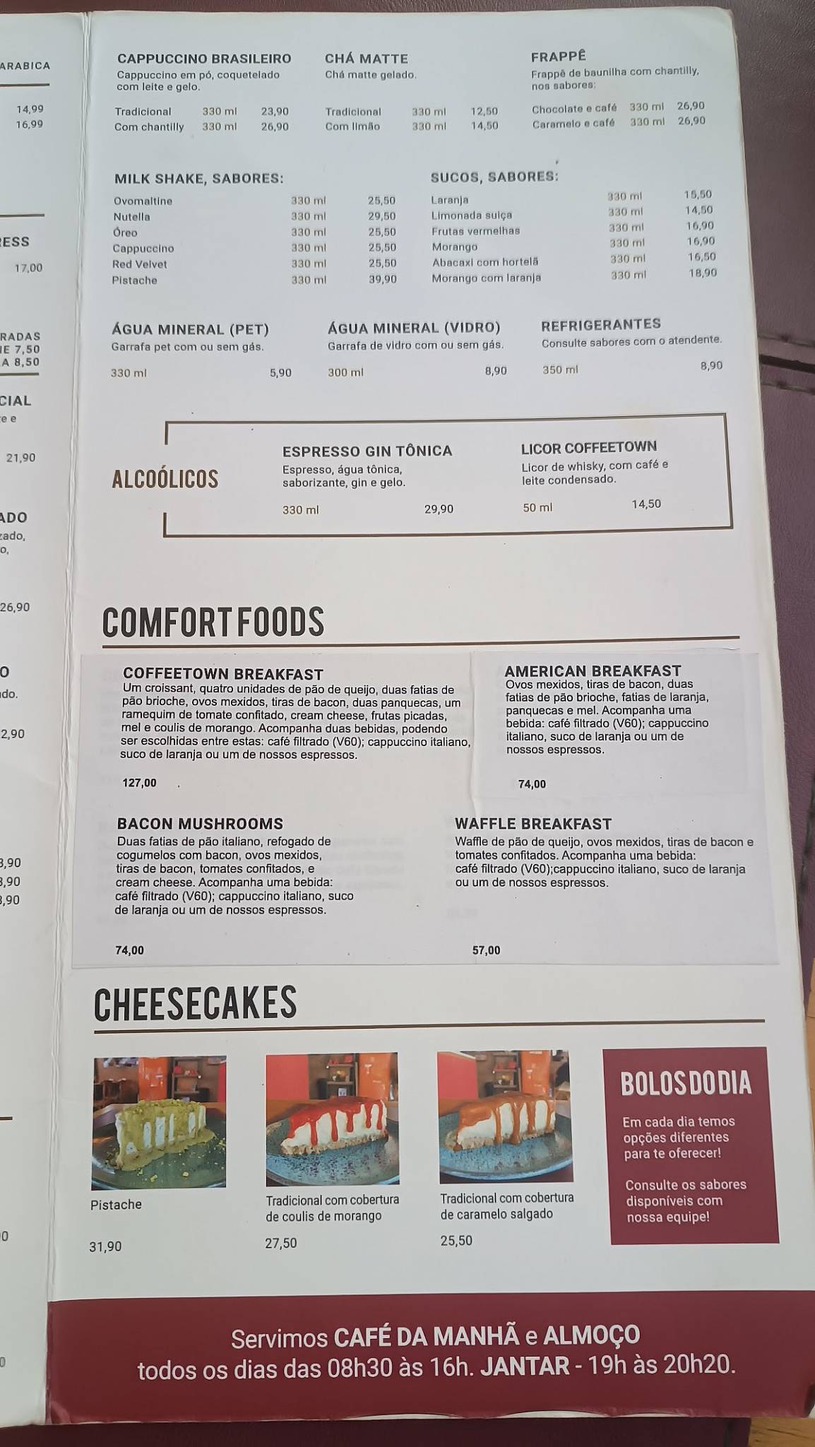 Cafeteria Coffeetown Praia da Costa cardápio