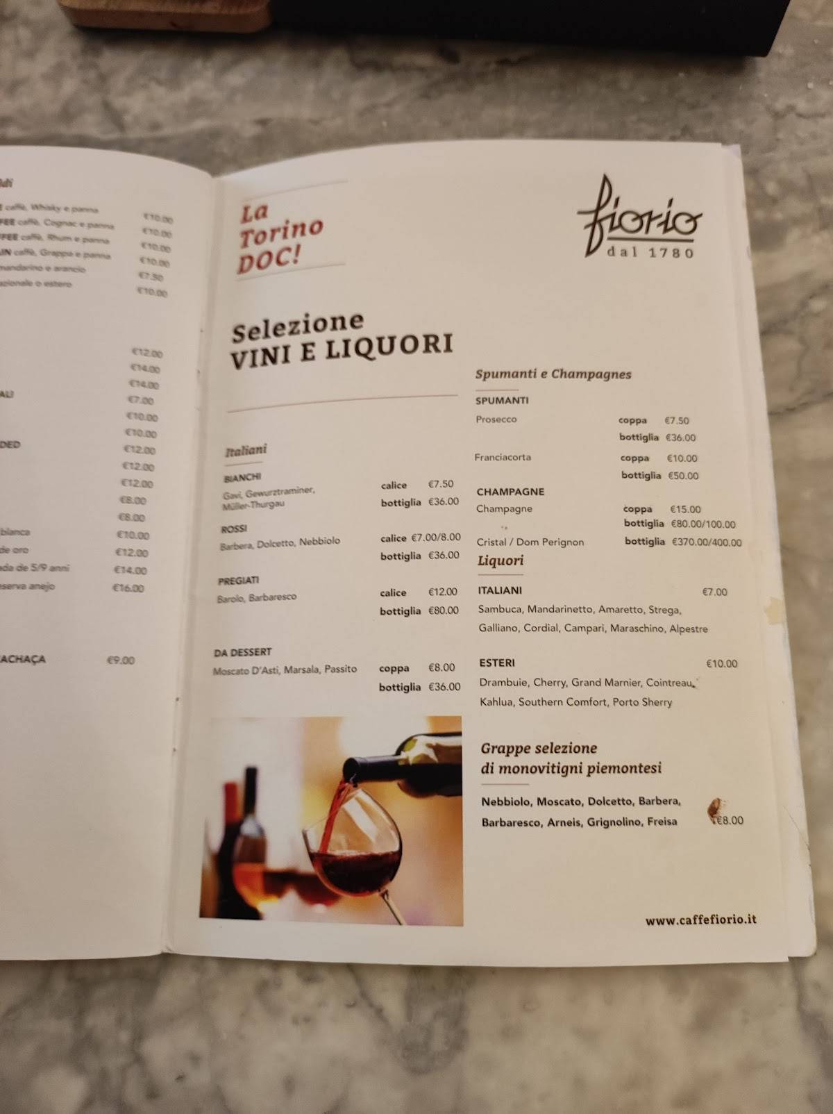 Menu di Caffè Gelateria Fiorio 