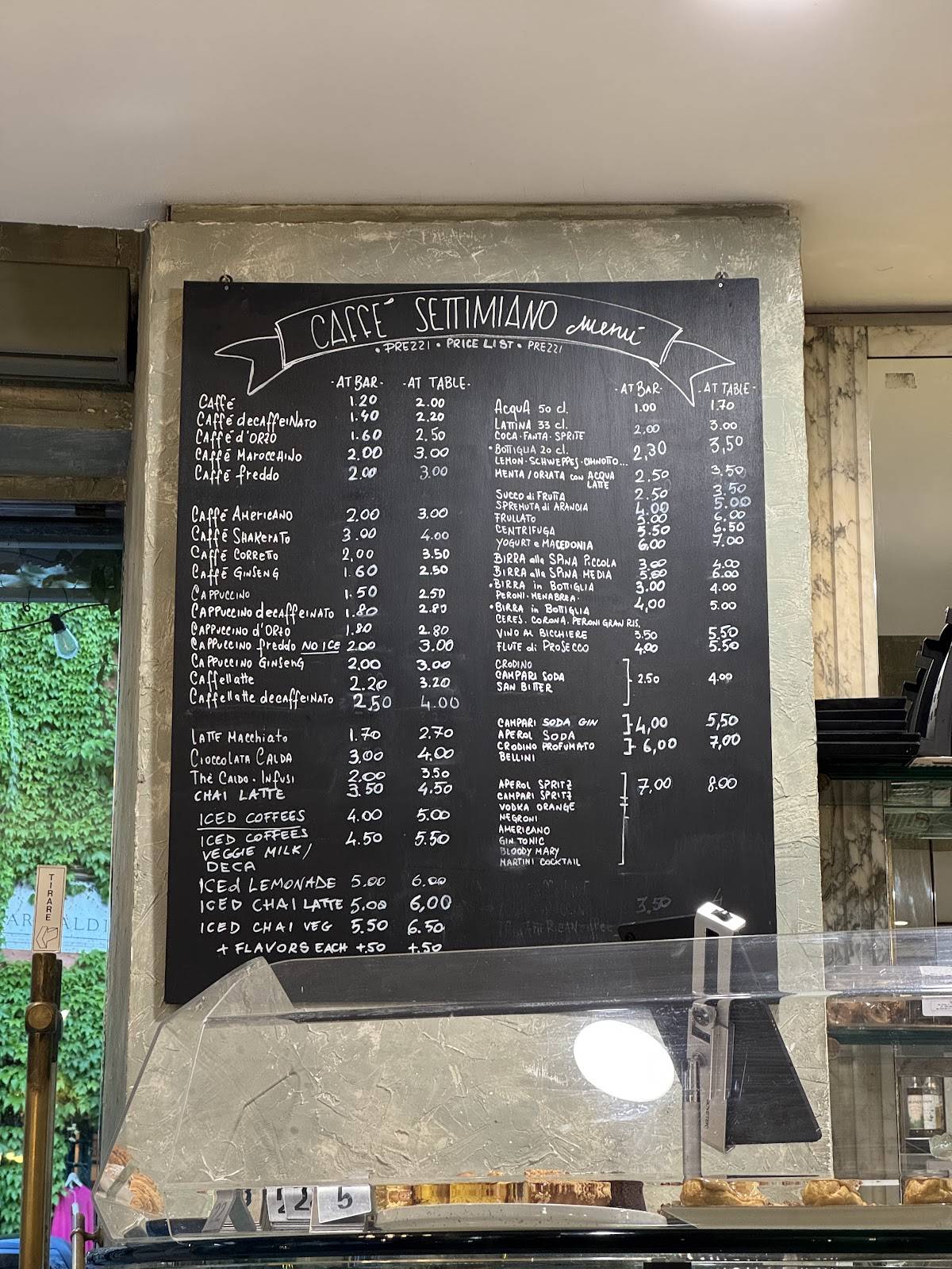 Menu di Caffè Settimiano di Mella Valter e C. S.a.s. 