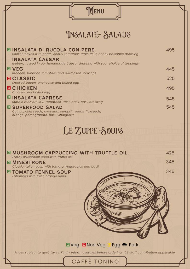 Caffè Tonino menu