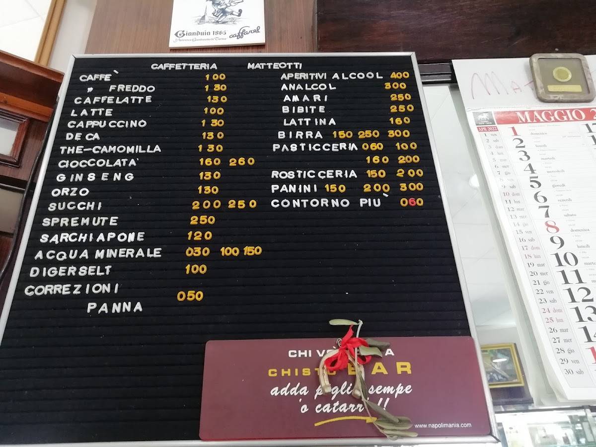 Menu di Caffetteria Matteotti 