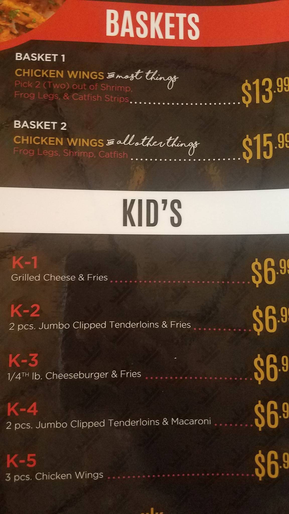 Menu at Cajun King Restaurant and Bar, Warr Acres, NW 63rd St