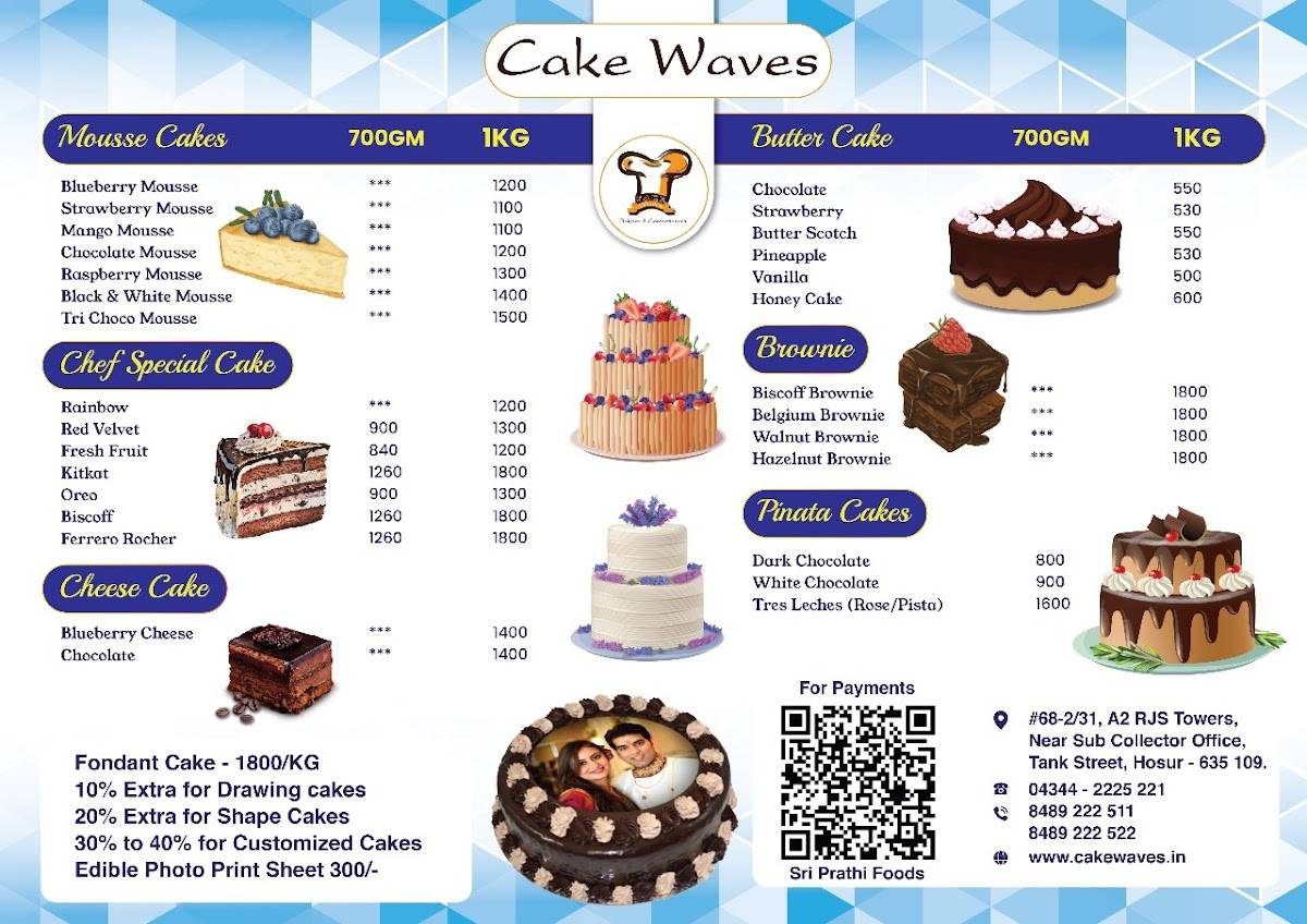 Cake Waves Hosur menu