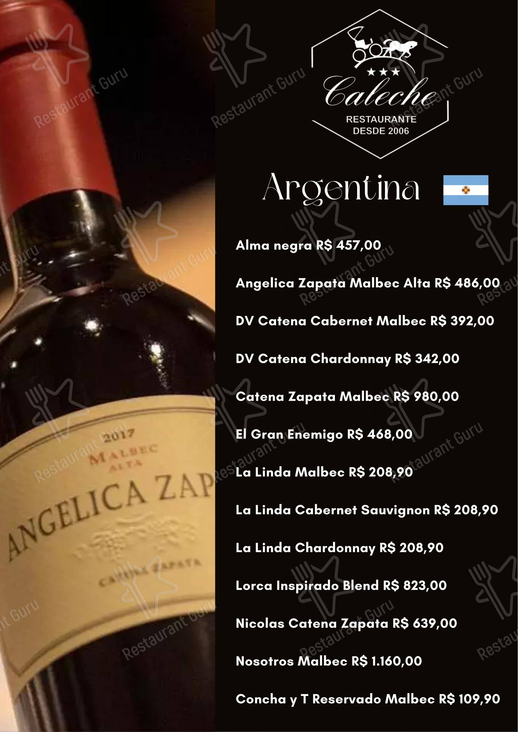 Menu bar para Caleche Restaurante restaurante