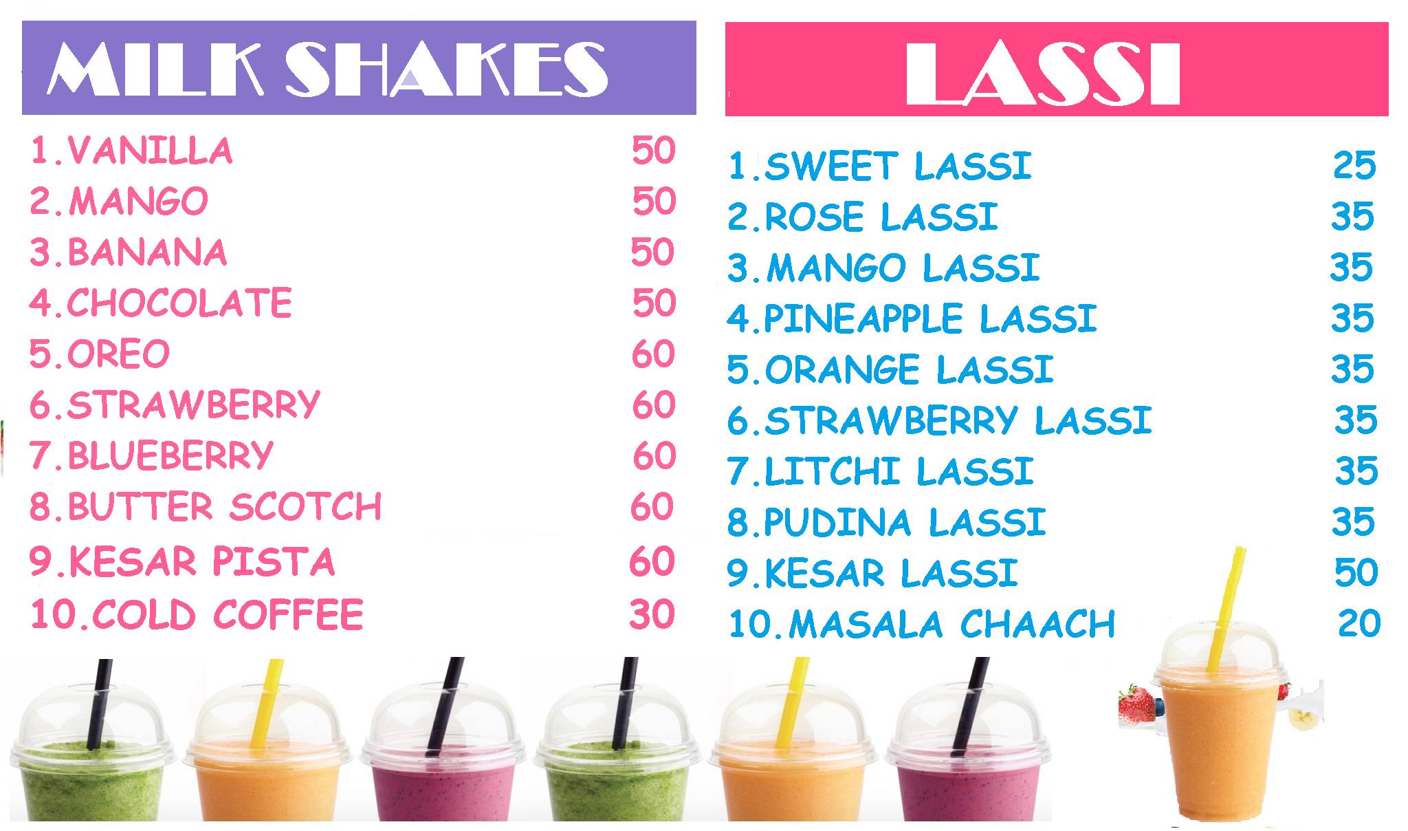 Calorie House menu