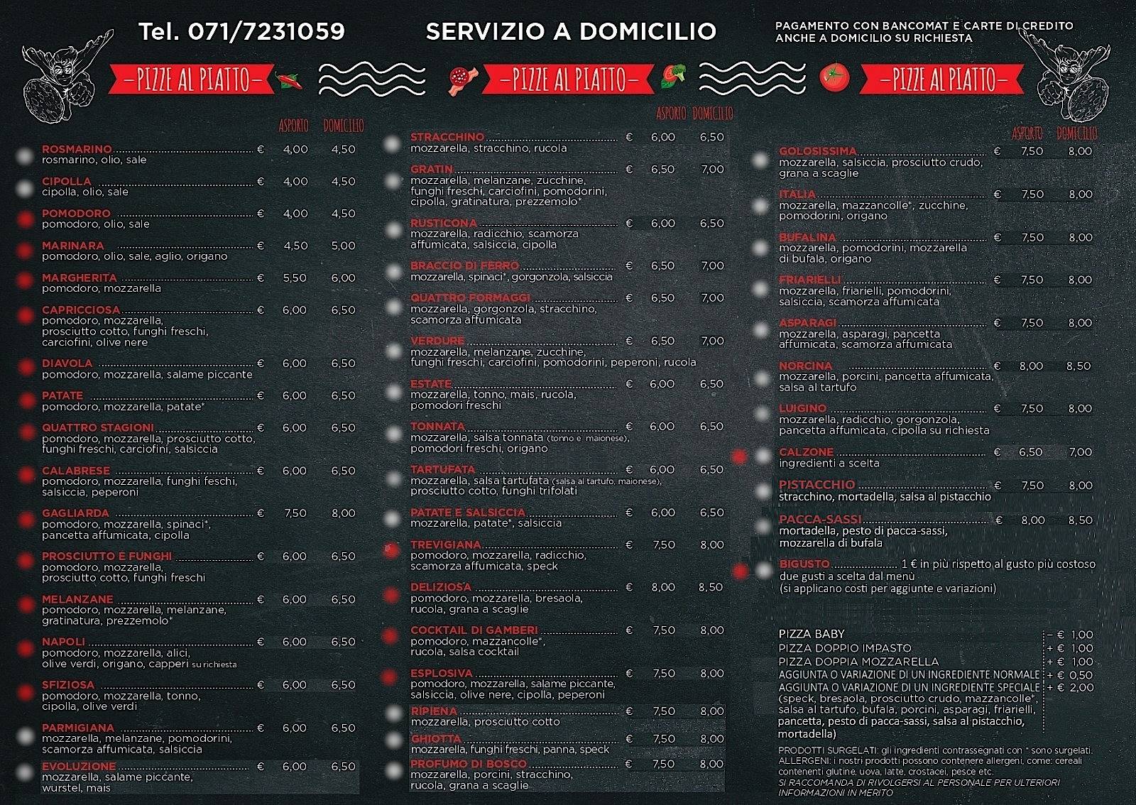 Menu di Pronto Pizza 