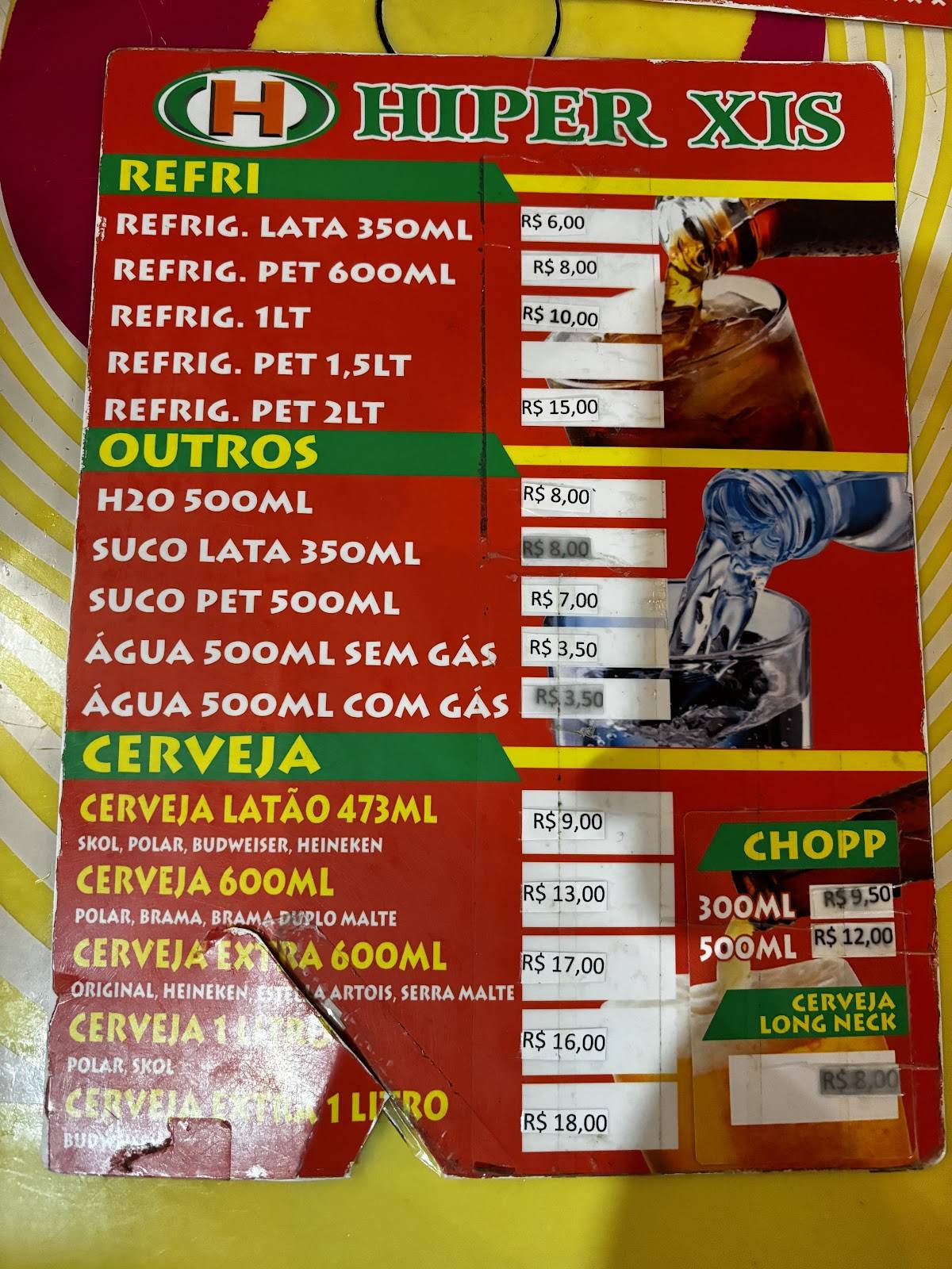 Hiper Xis Moinhos cardápio