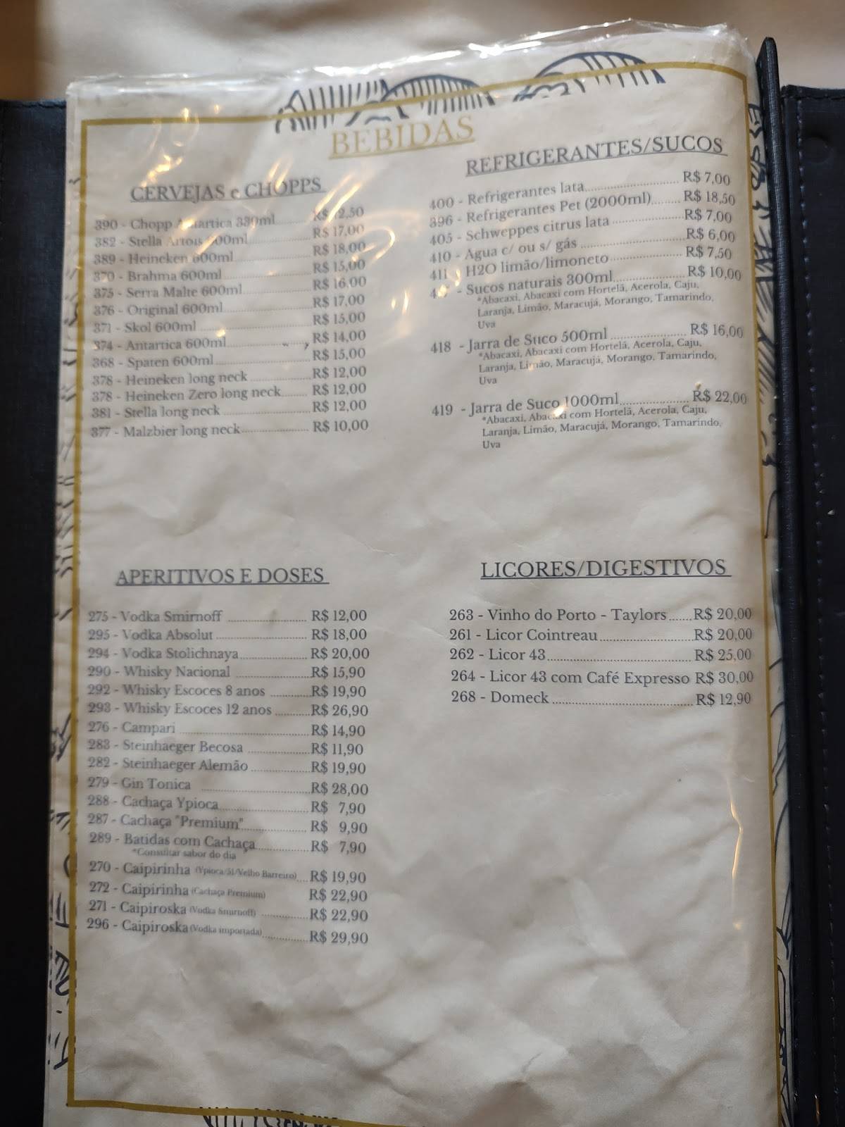 Cantina 605 cardápio
