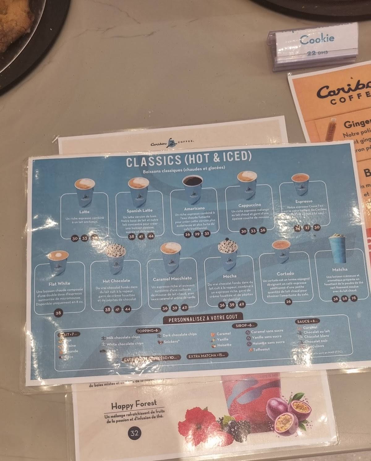 Menu de Caribou Coffee - Gare Rabat Agdal