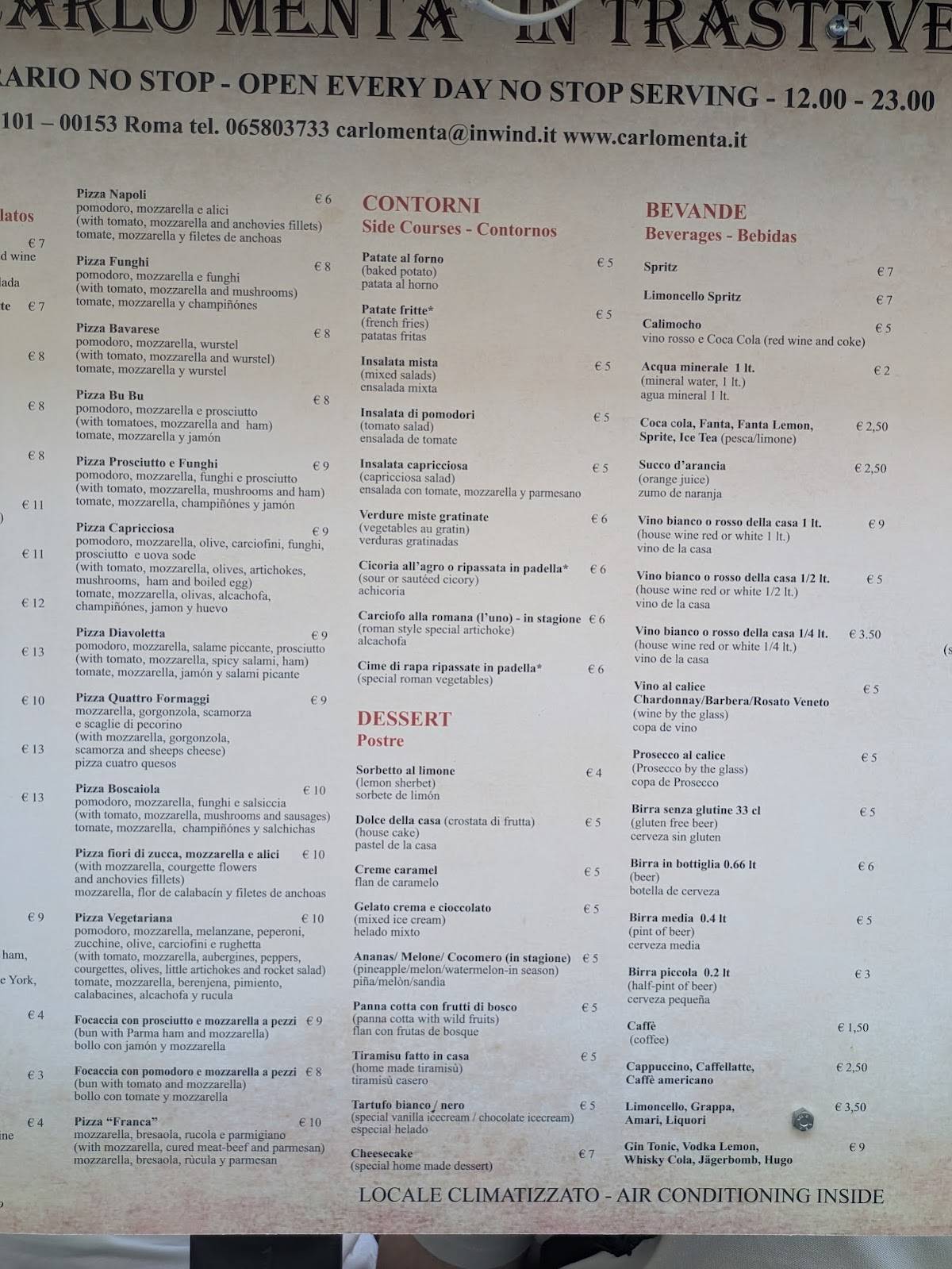 Menu di Carlo Menta 