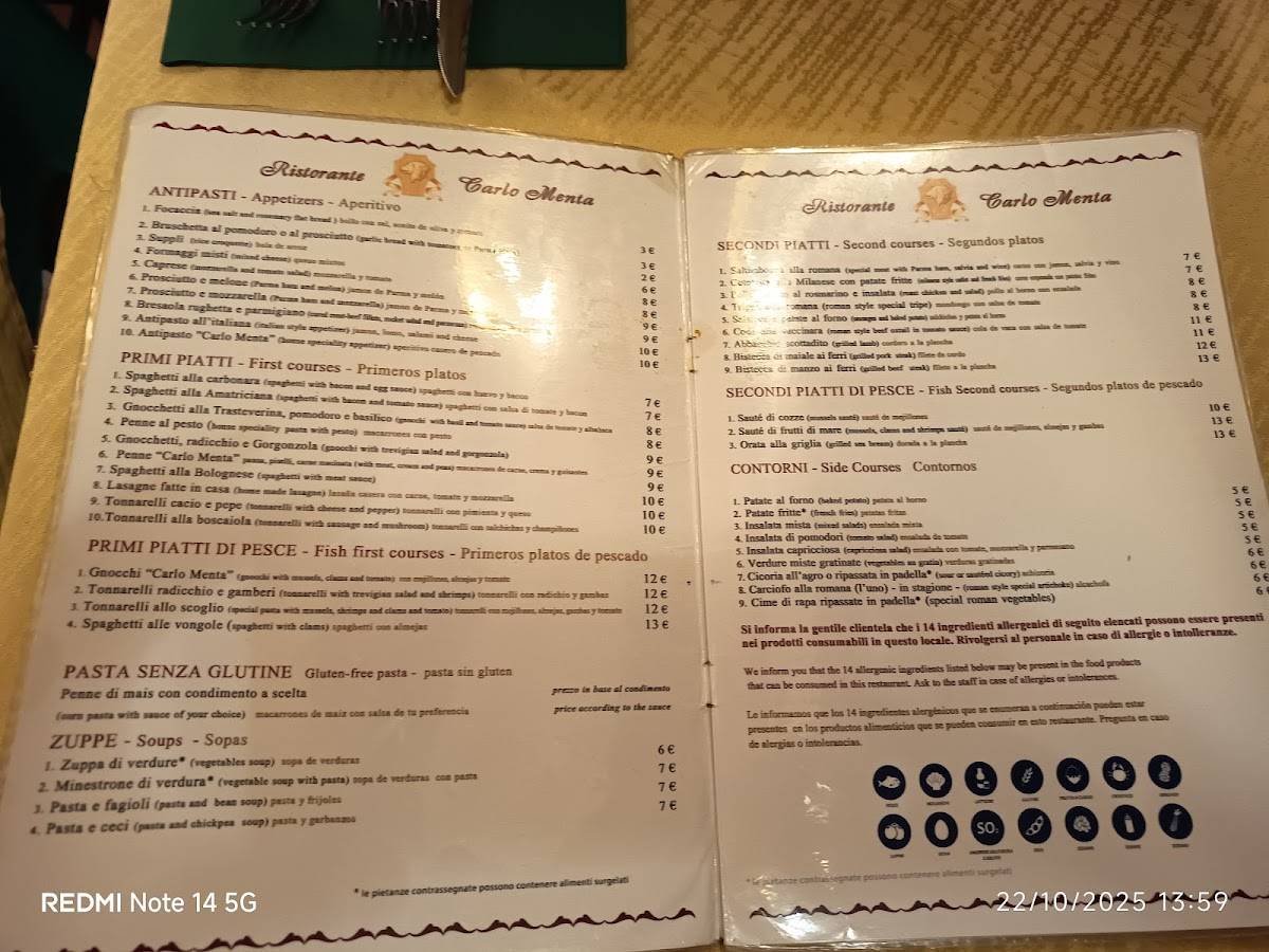 Menu di Carlo Menta 