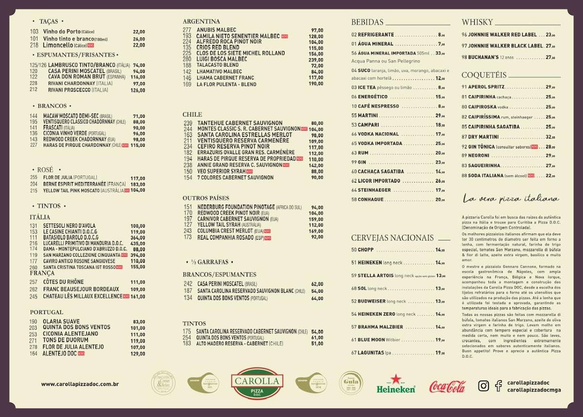 Carolla Pizza D.O.C. - Maringá cardápio