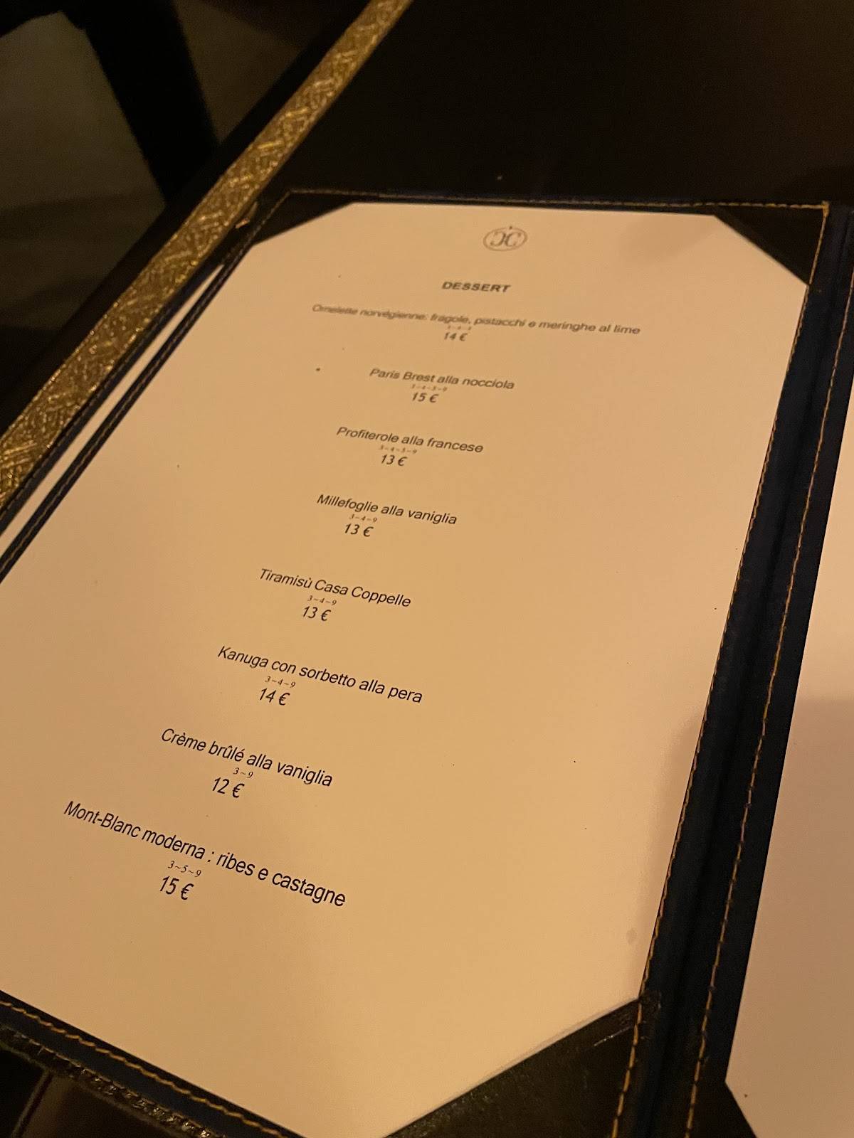 Menu di Casa Coppelle 