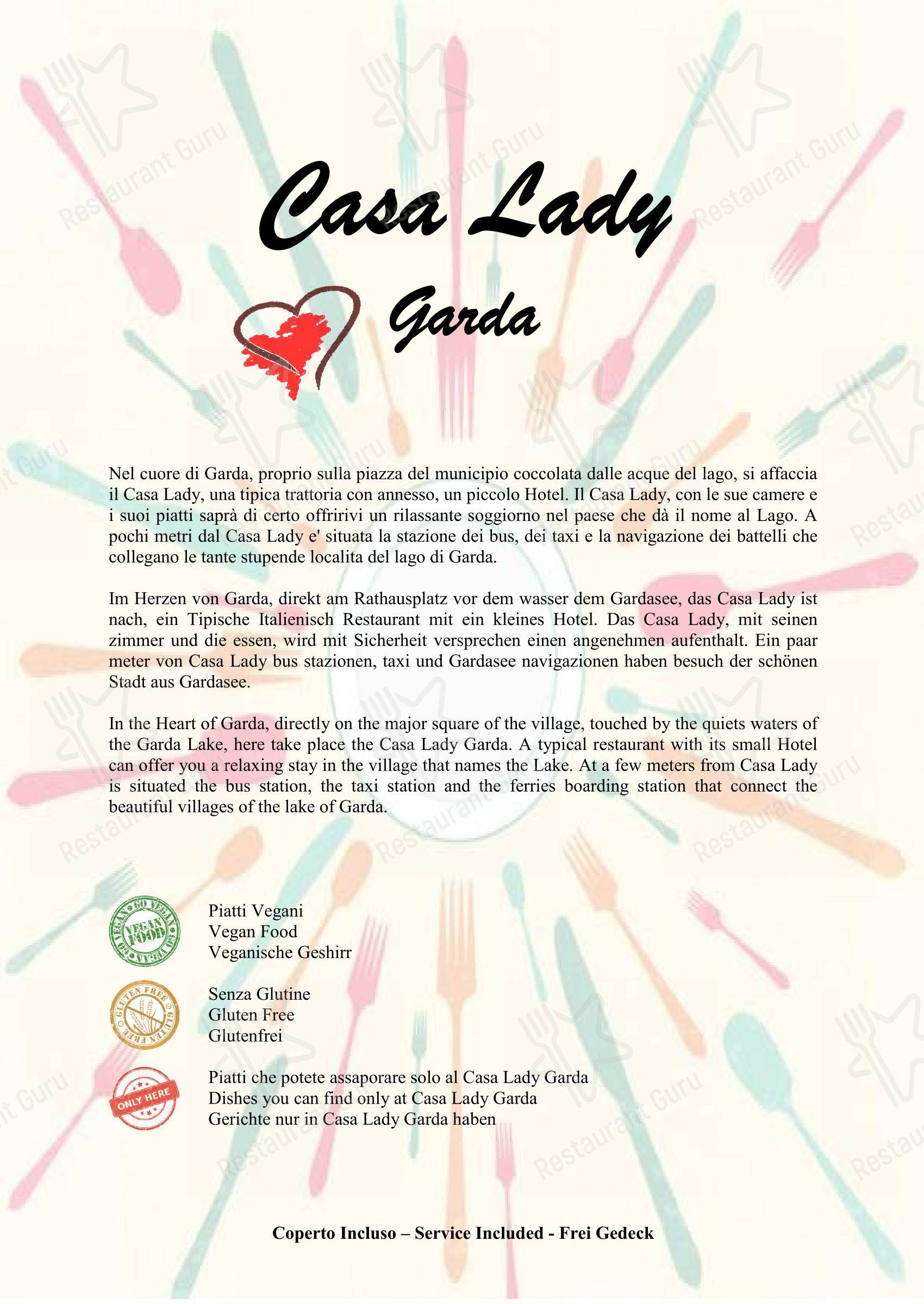 Menu per Casa Lady Garda pizzeria