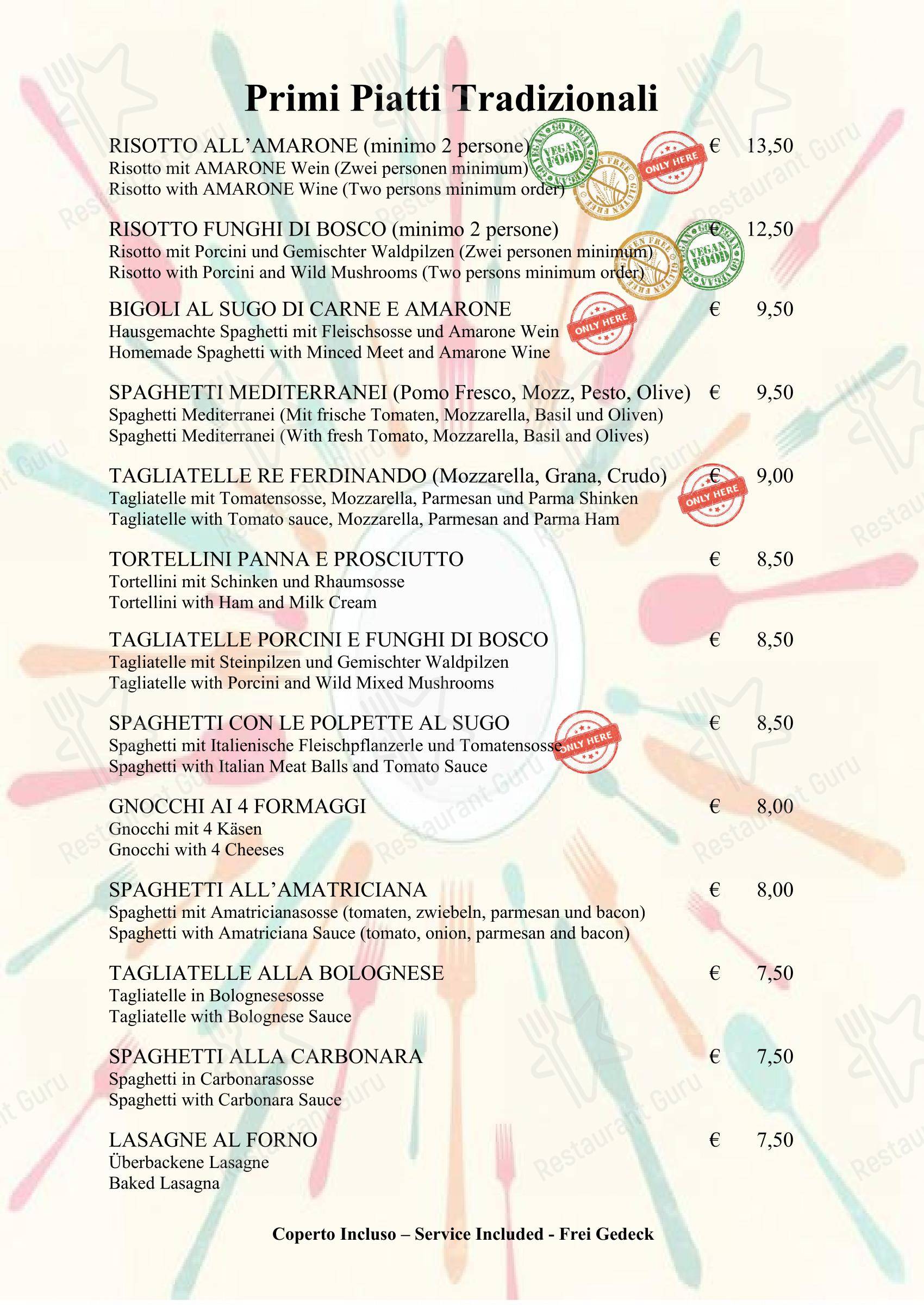 Menu per Casa Lady Garda in Garda