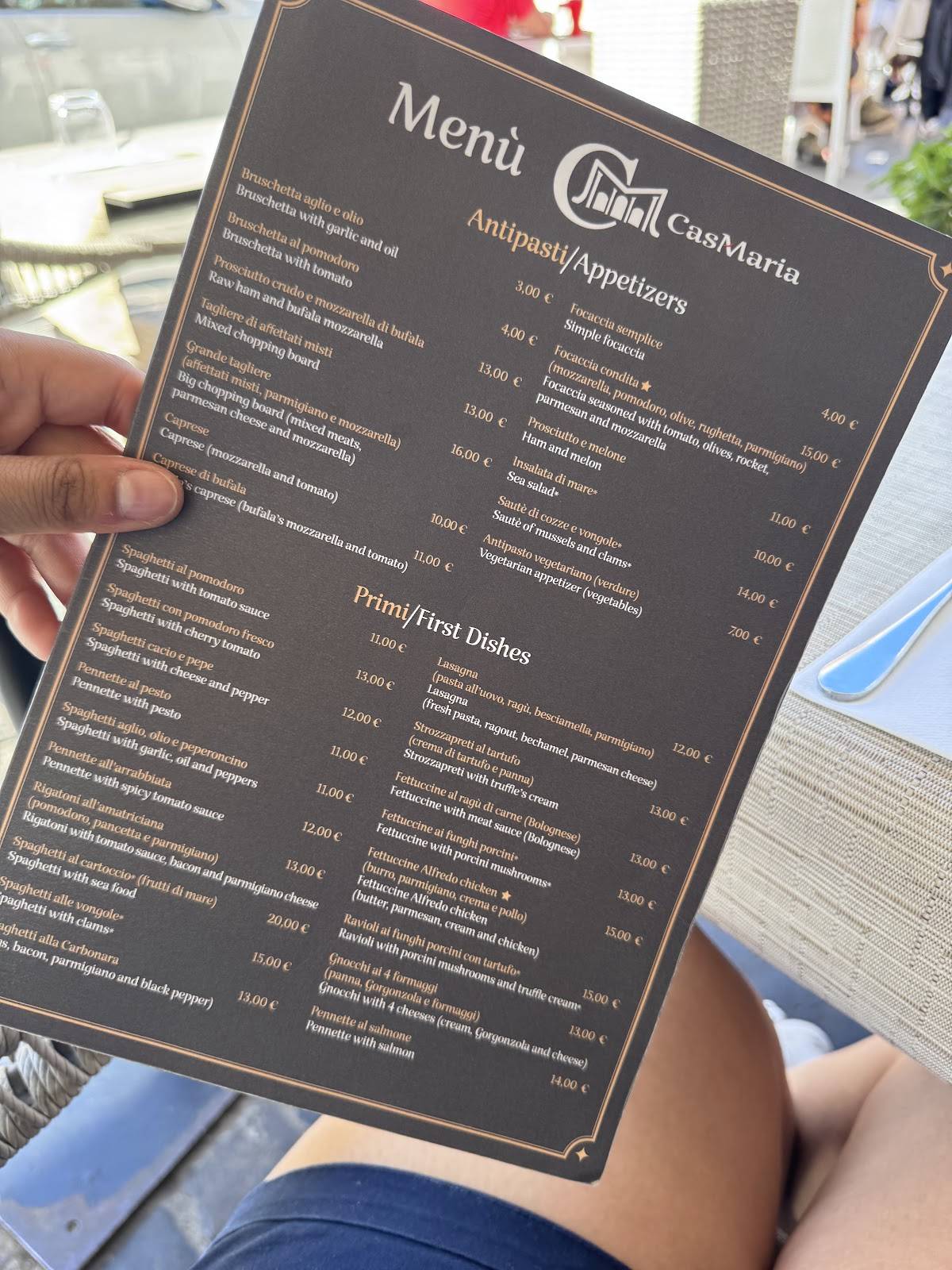 Menu de Casa Maria