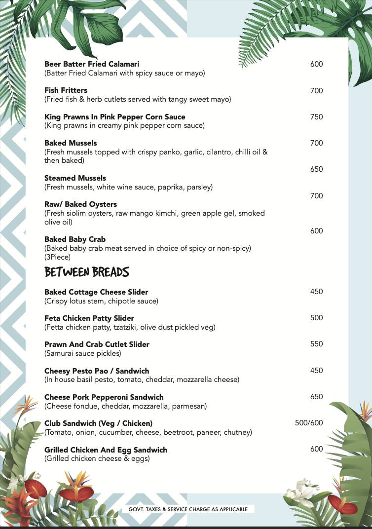 Casa Playa menu