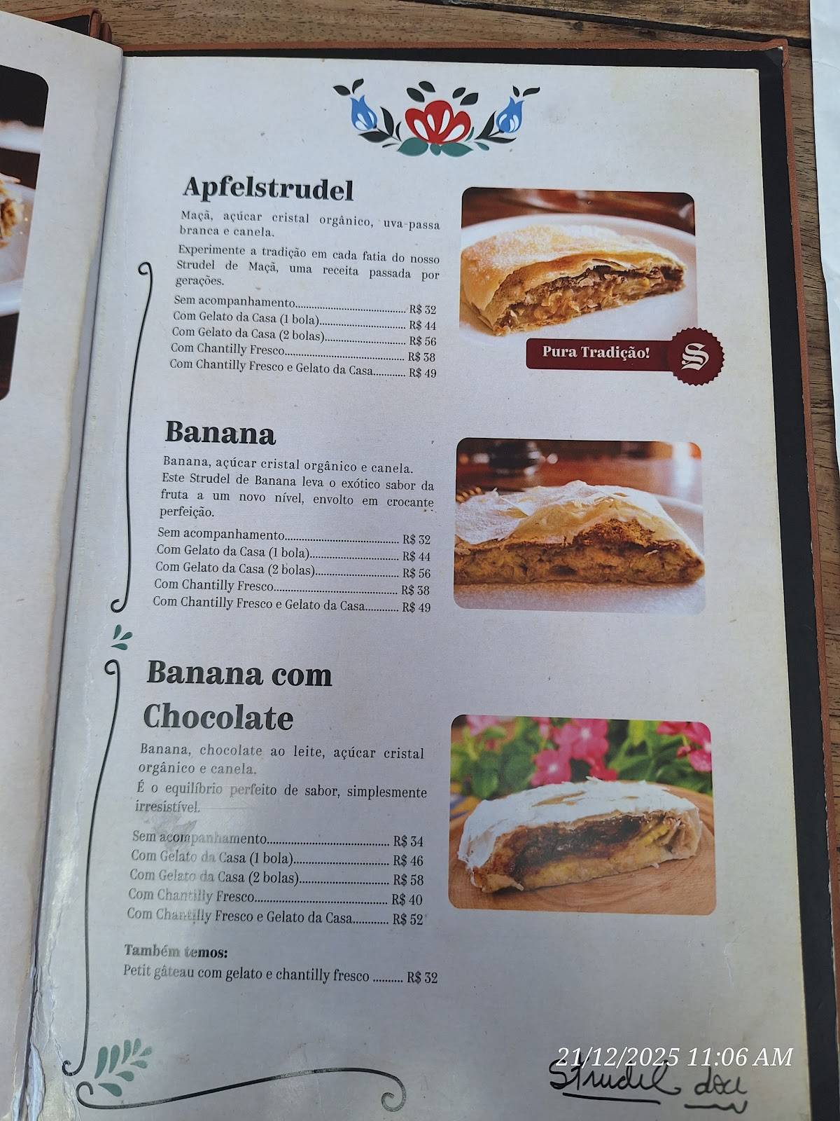 Casa do Strudel cardápio