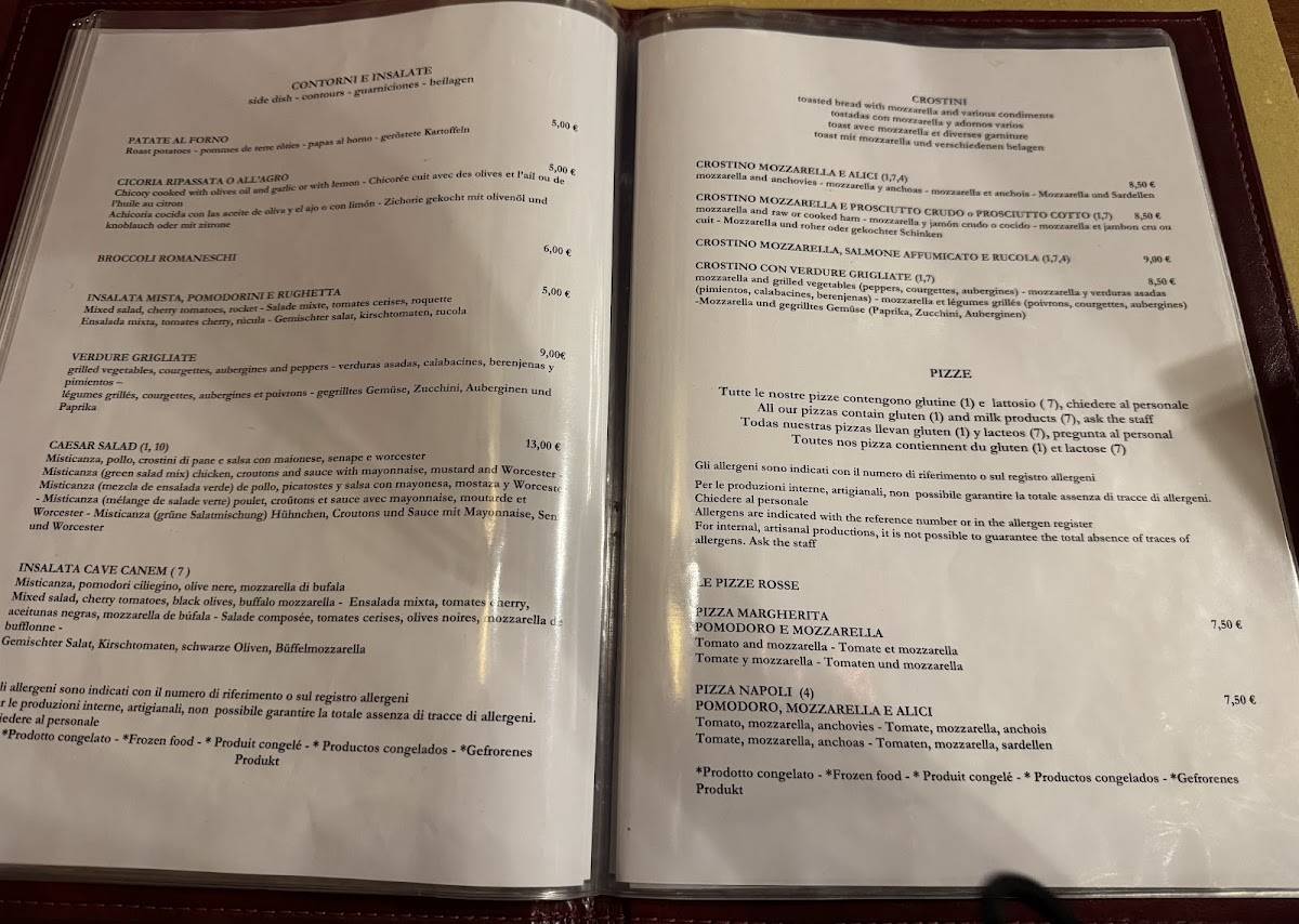Menu de Cave Canem trattoria - pizzeria a Trastevere