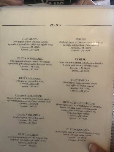 Caverna Bugre cardápio