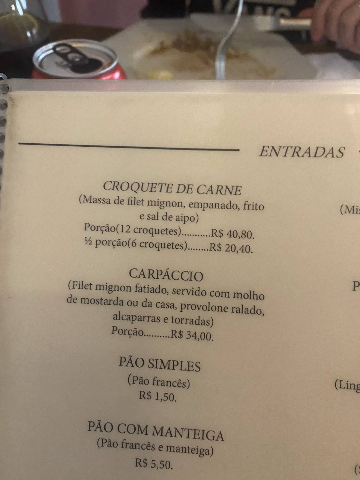 Caverna Bugre cardápio