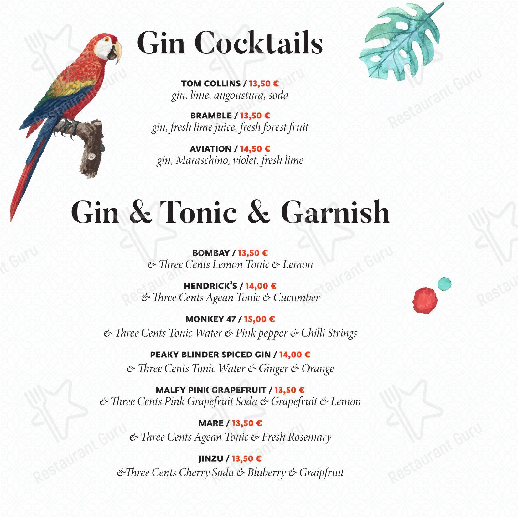 Central Park Club, Hvar in Lesina - Menu