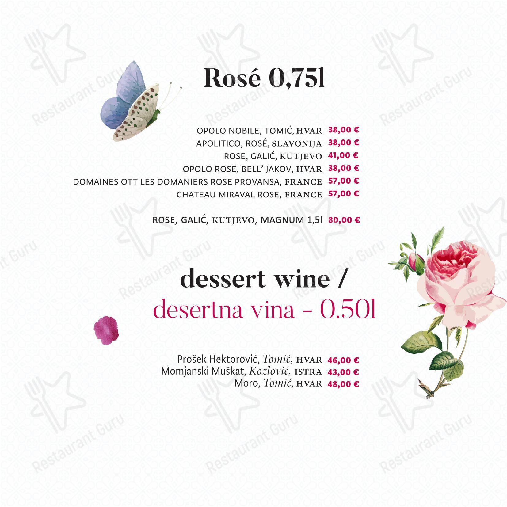 Menu per Central Park Club, Hvar pub & bar