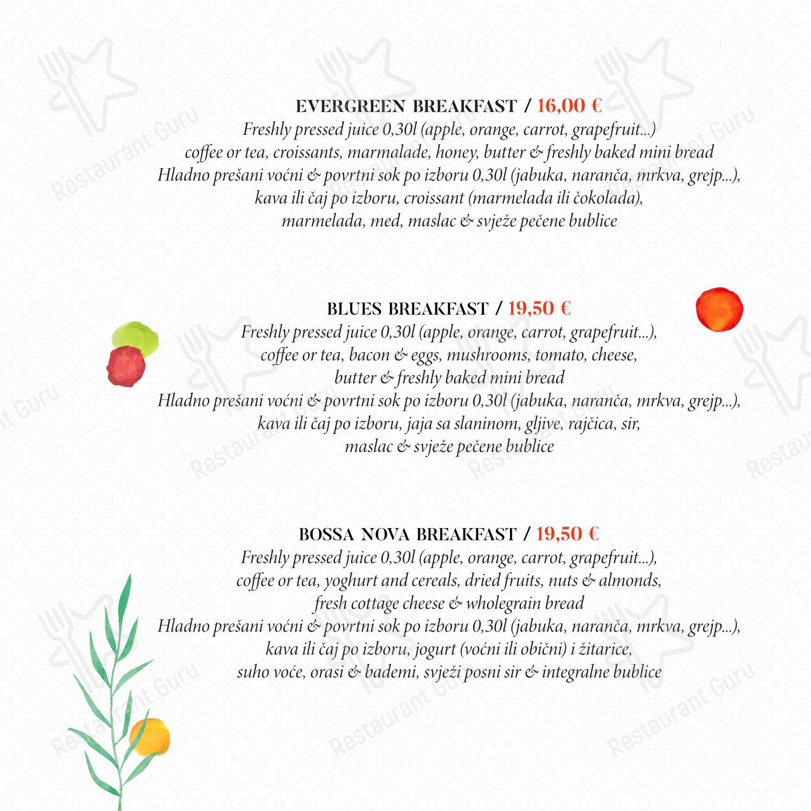 Menu per Central Park Club, Hvar pub & bar