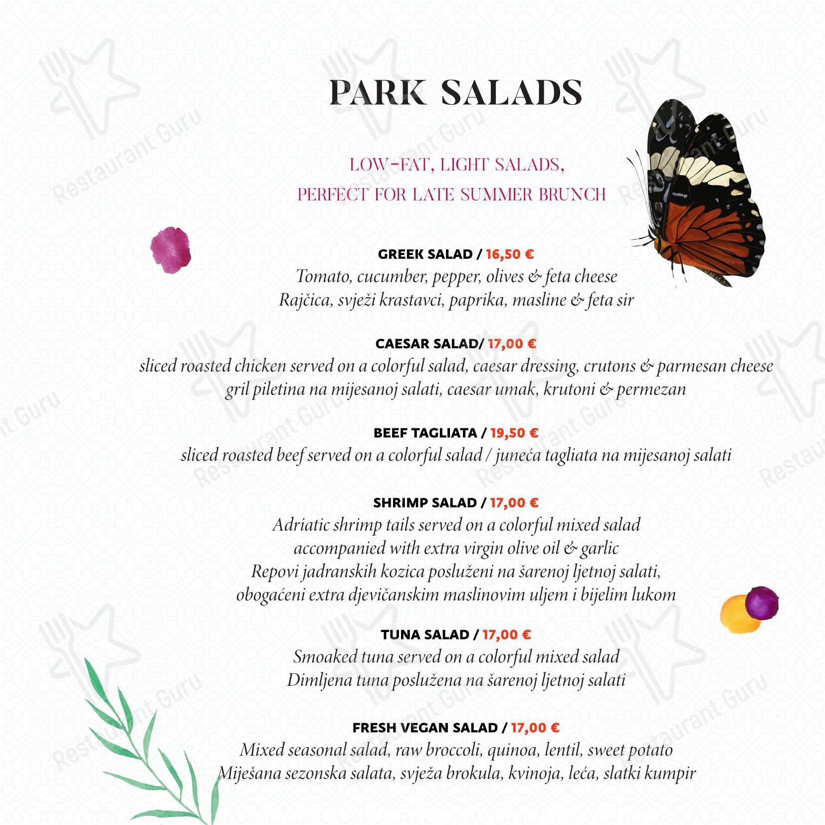 Central Park Club, Hvar in Lesina - Menu