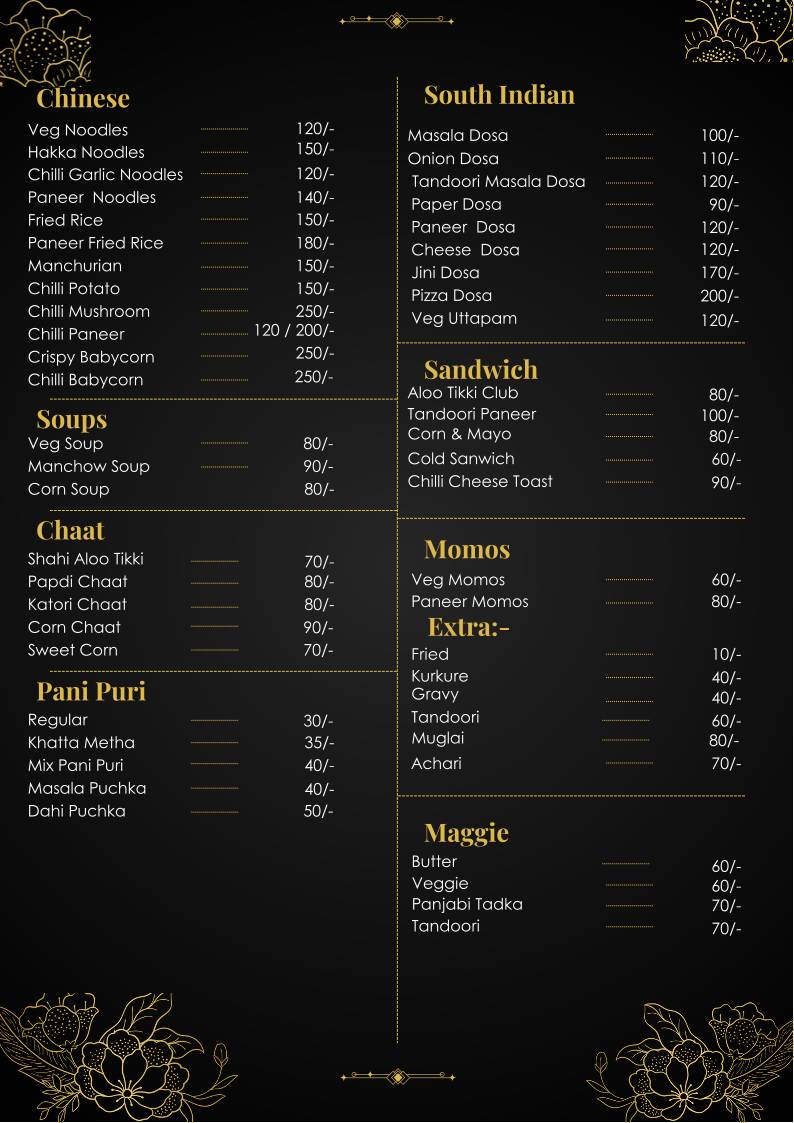 Chaat Puchka menu