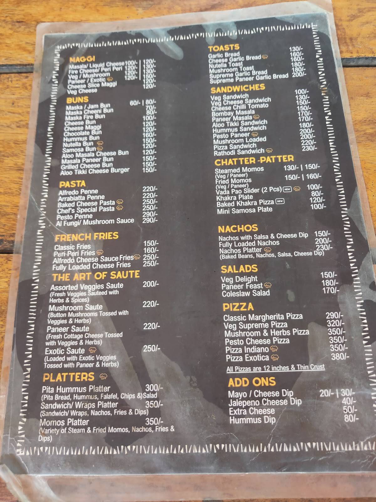 Chaifeteria Cafe menu