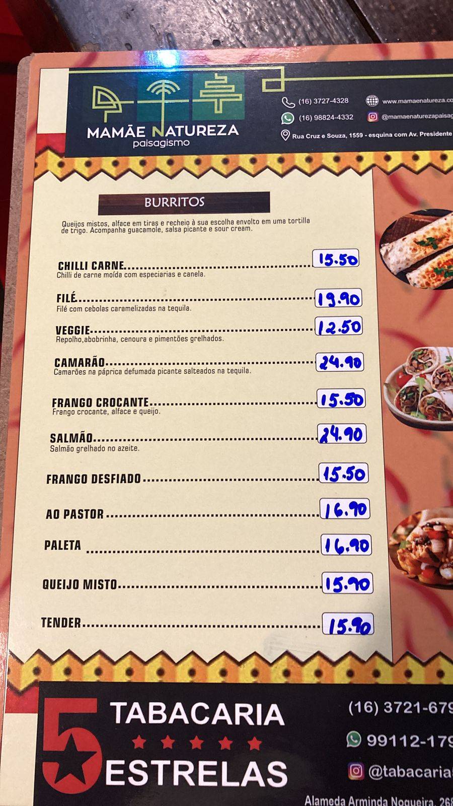 Chalé Guadalupe gastronomia nacional e mexicana cardápio