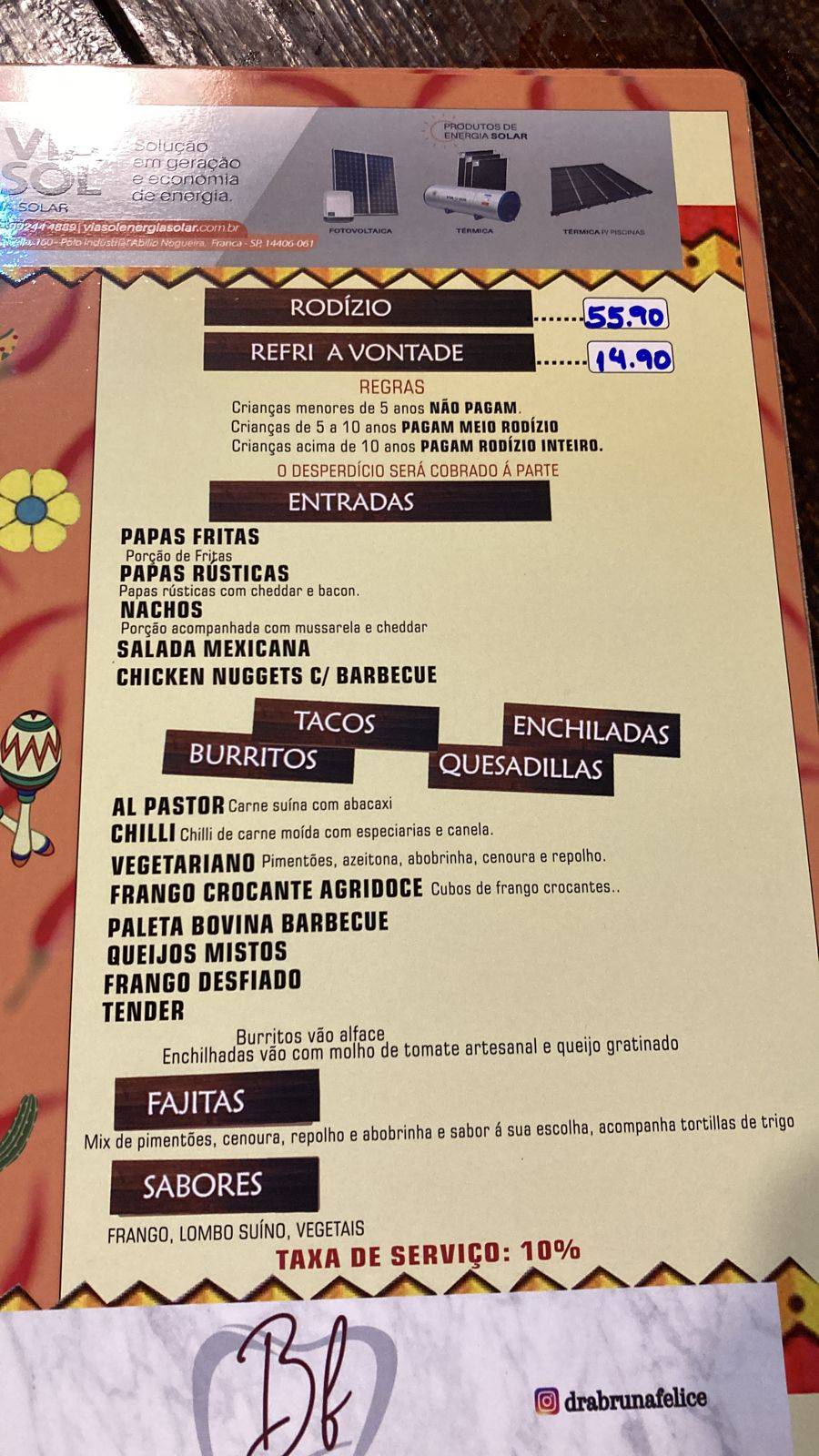 Chalé Guadalupe gastronomia nacional e mexicana cardápio