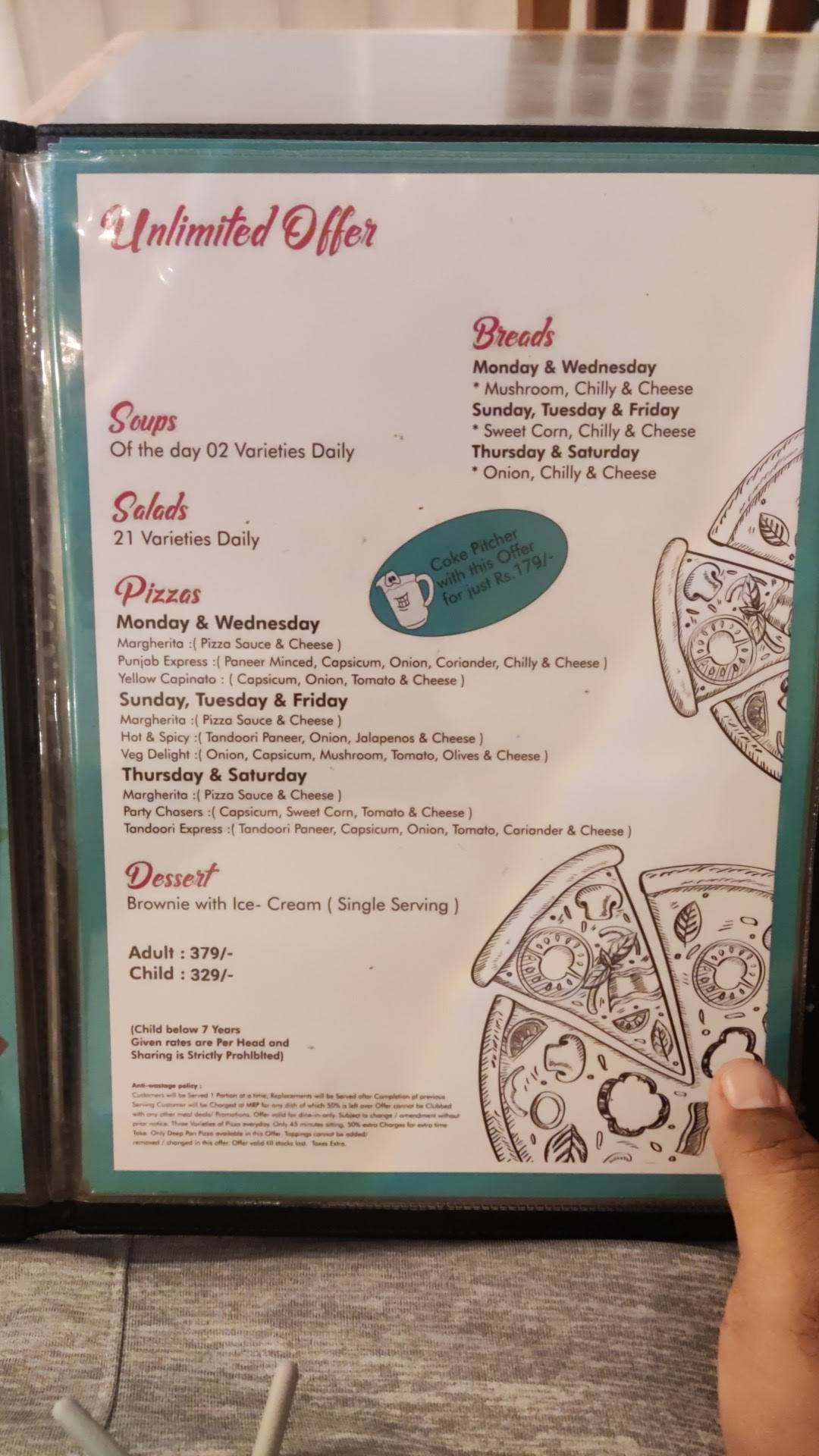 Captain Sam's menu